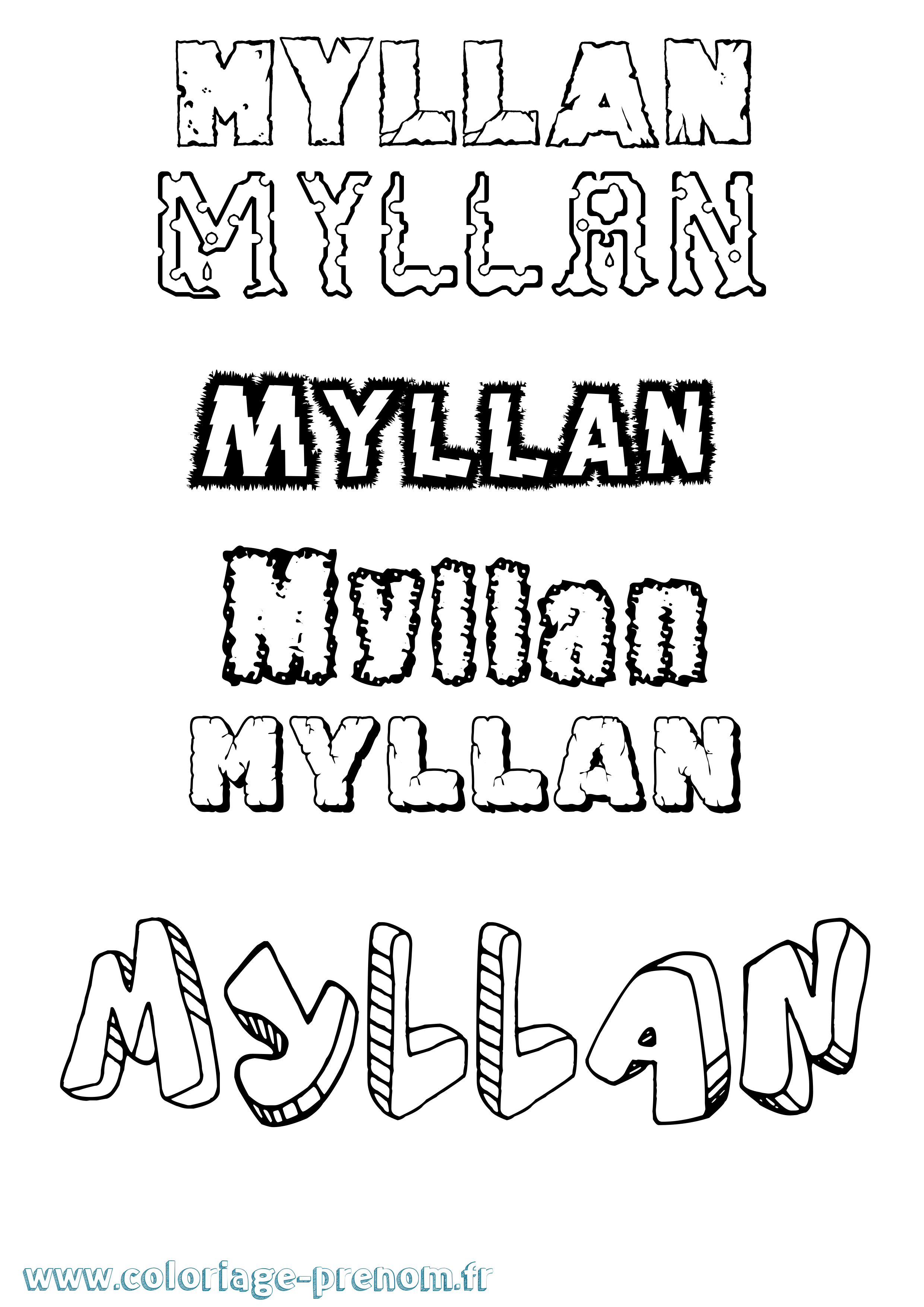 Coloriage Myllan Destructuré Coloriage prénom Myllan Destructuré