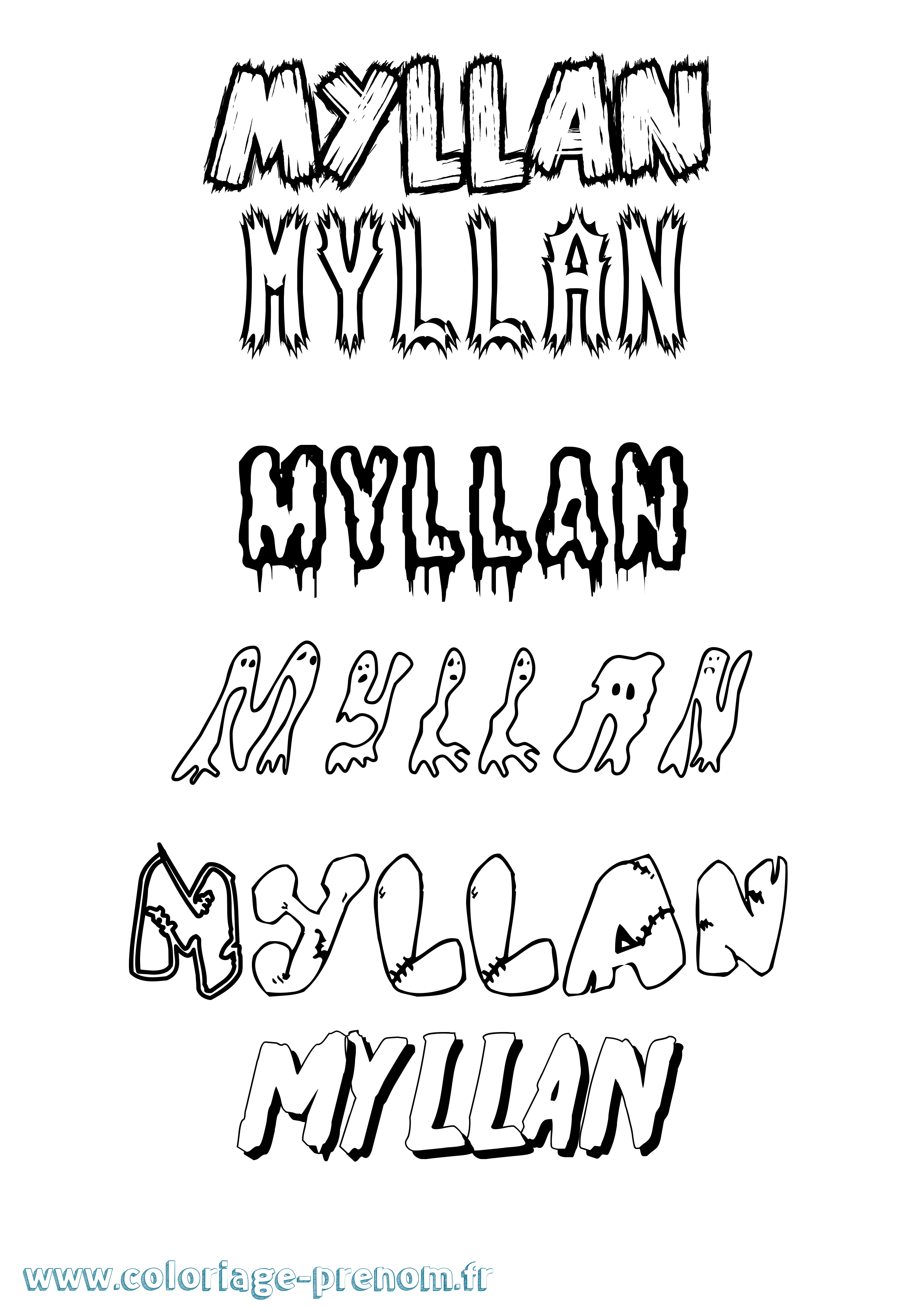 Coloriage Myllan Frisson Coloriage prénom Myllan Frisson