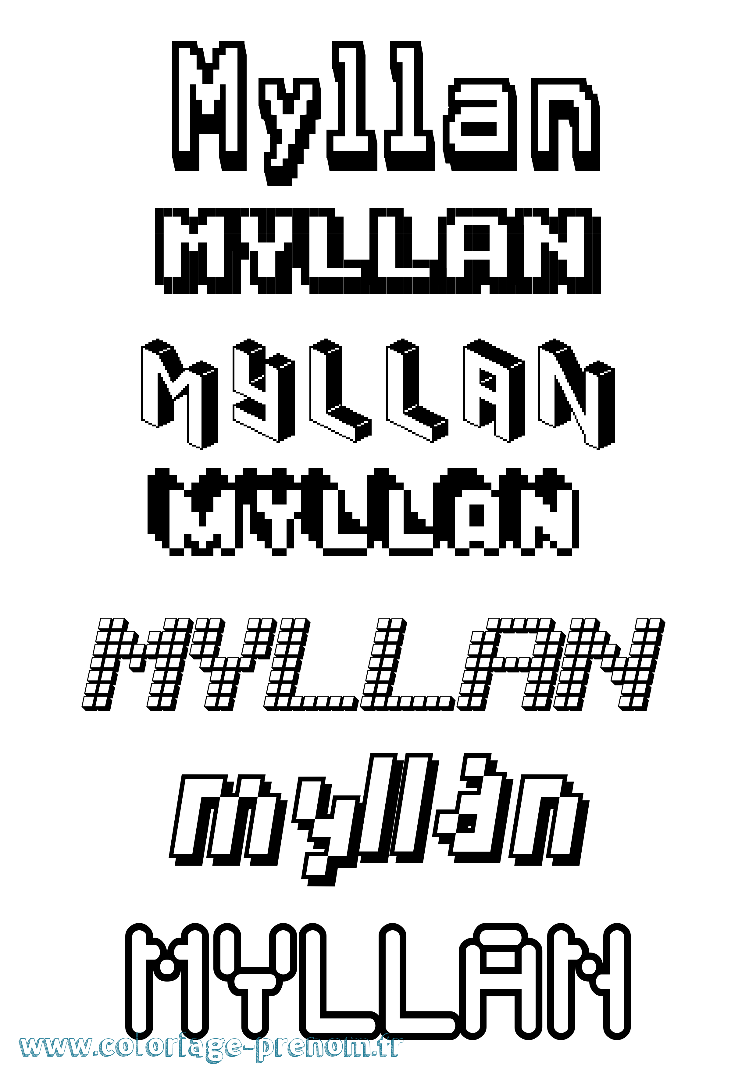 Coloriage Myllan Pixel Coloriage prénom Myllan Pixel