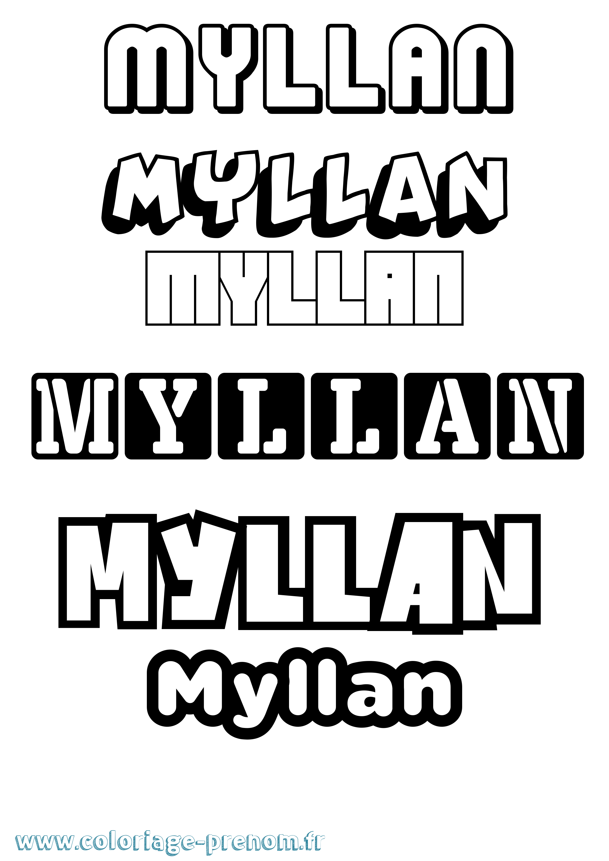 Coloriage Myllan Simple Coloriage prénom Myllan Simple