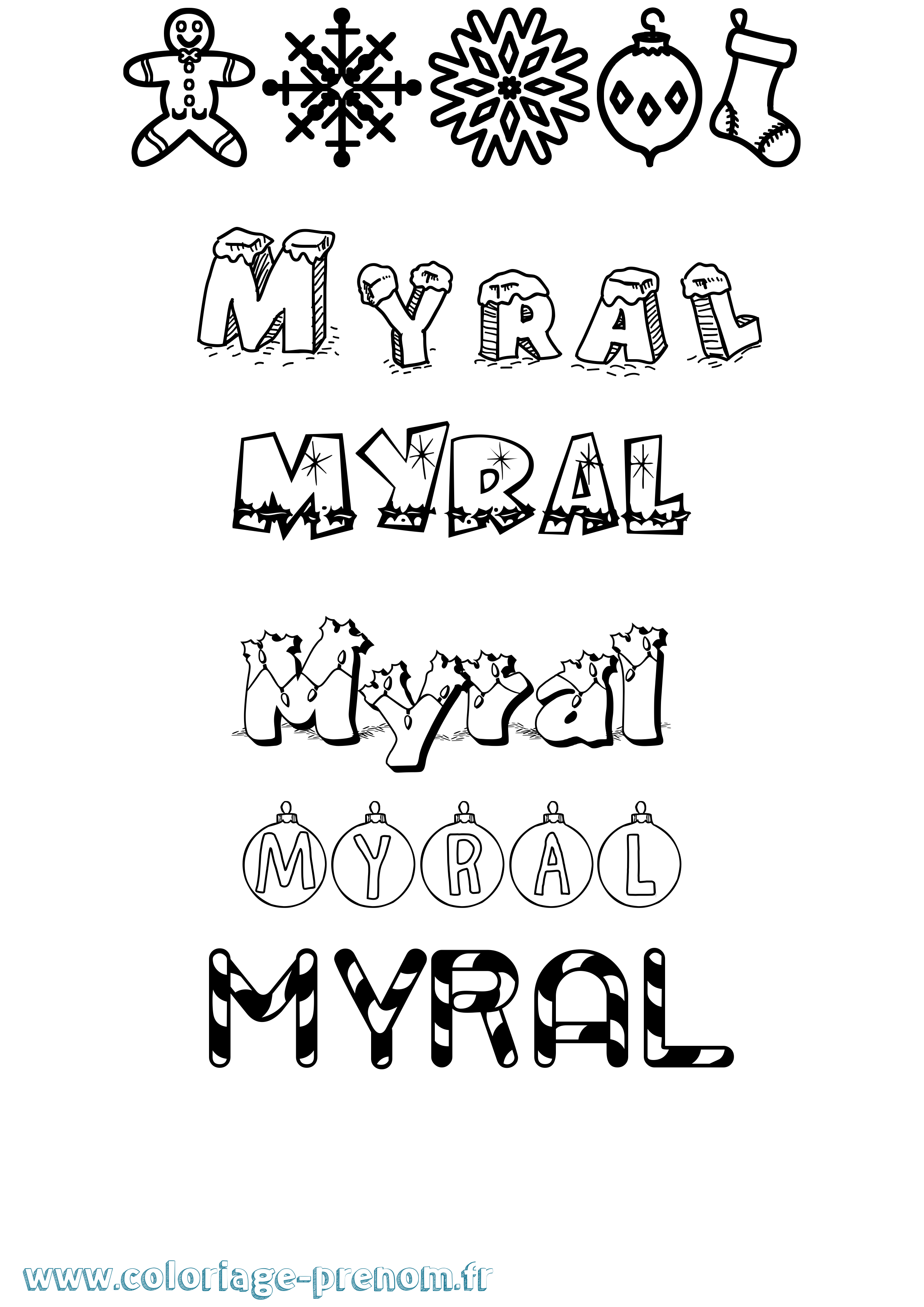 Coloriage Myral Noël Coloriage prénom Myral Noël