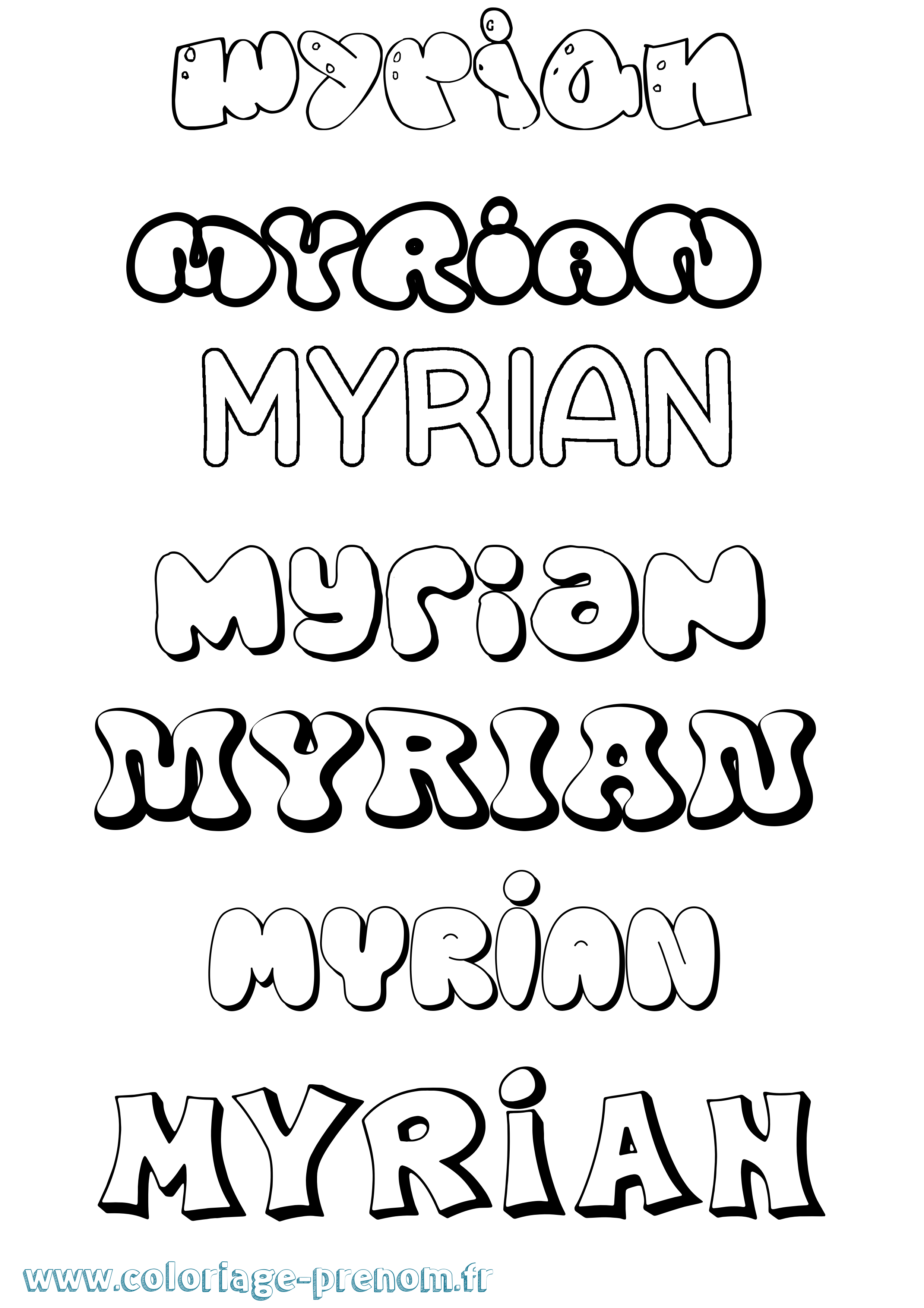 Coloriage Myrian Bubble Coloriage prénom Myrian Bubble