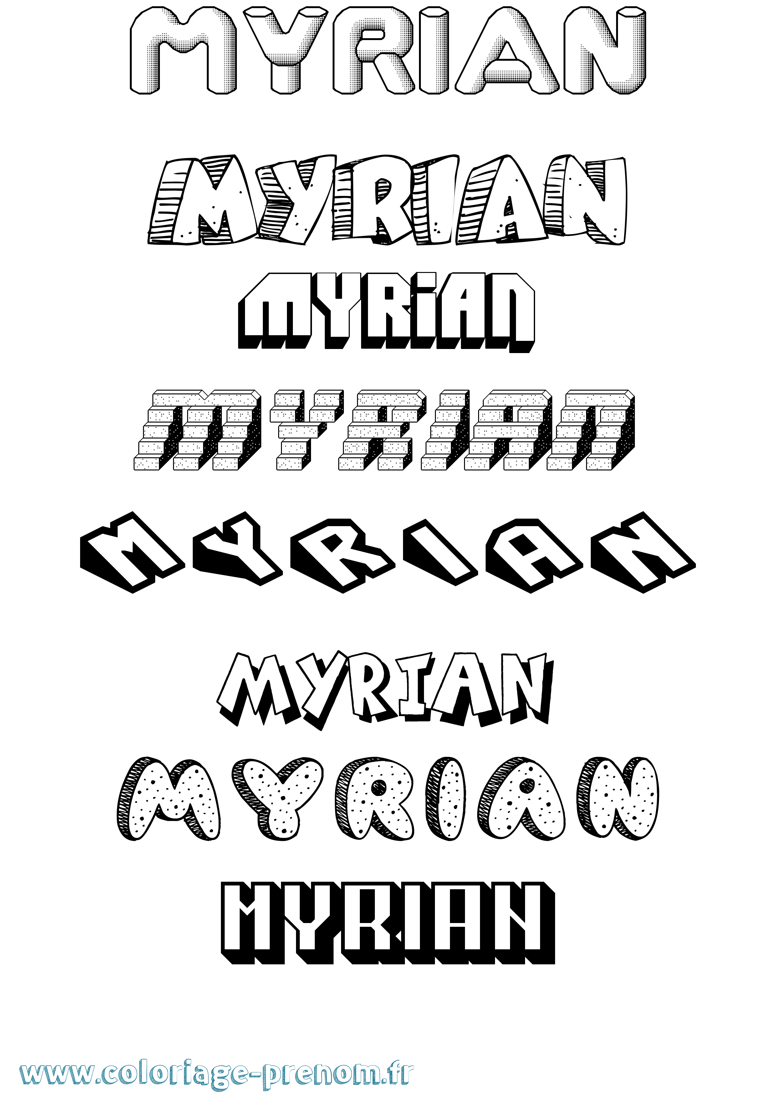 Coloriage Myrian Effet 3D Coloriage prénom Myrian Effet 3D