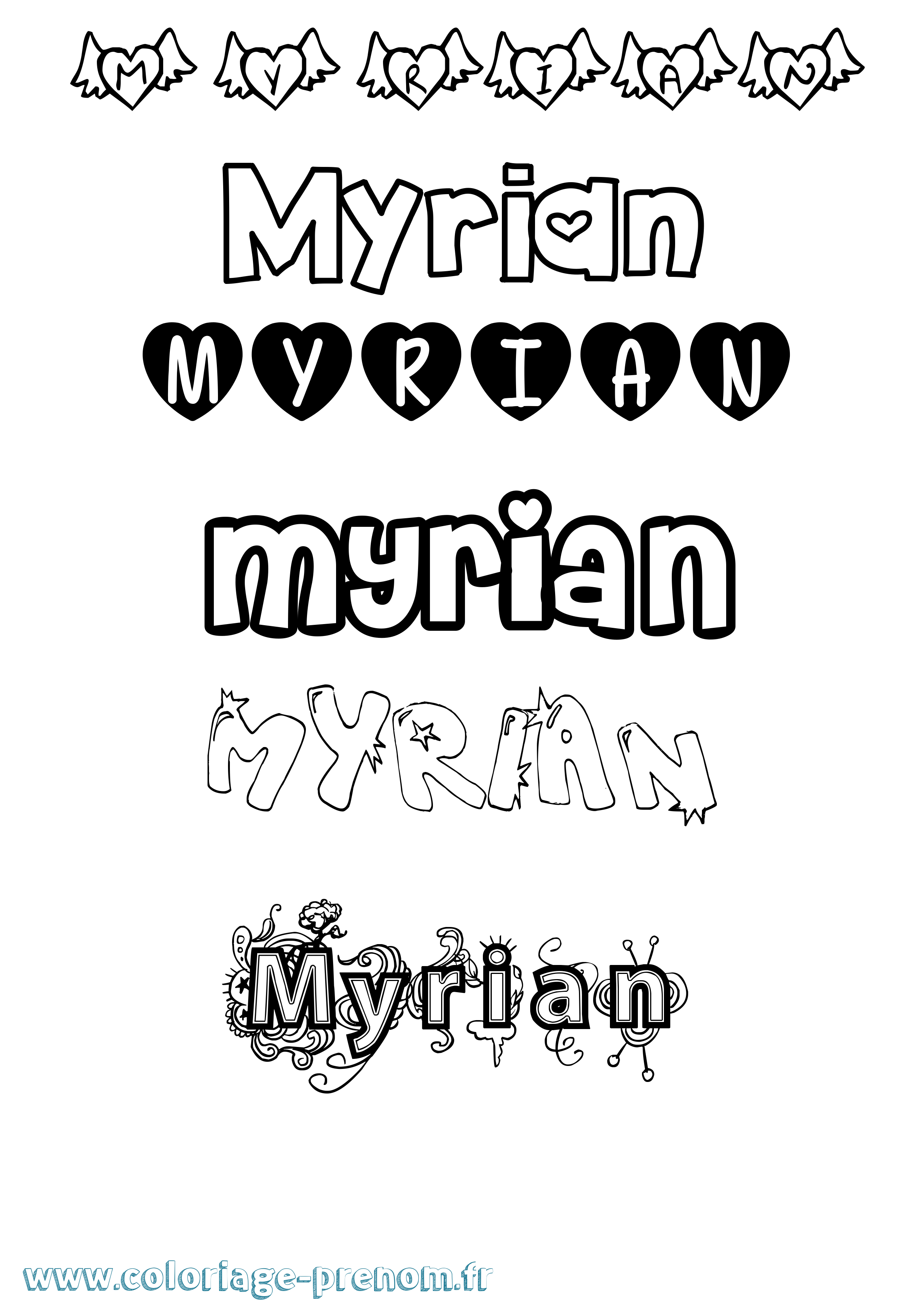 Coloriage Myrian Girly Coloriage prénom Myrian Girly