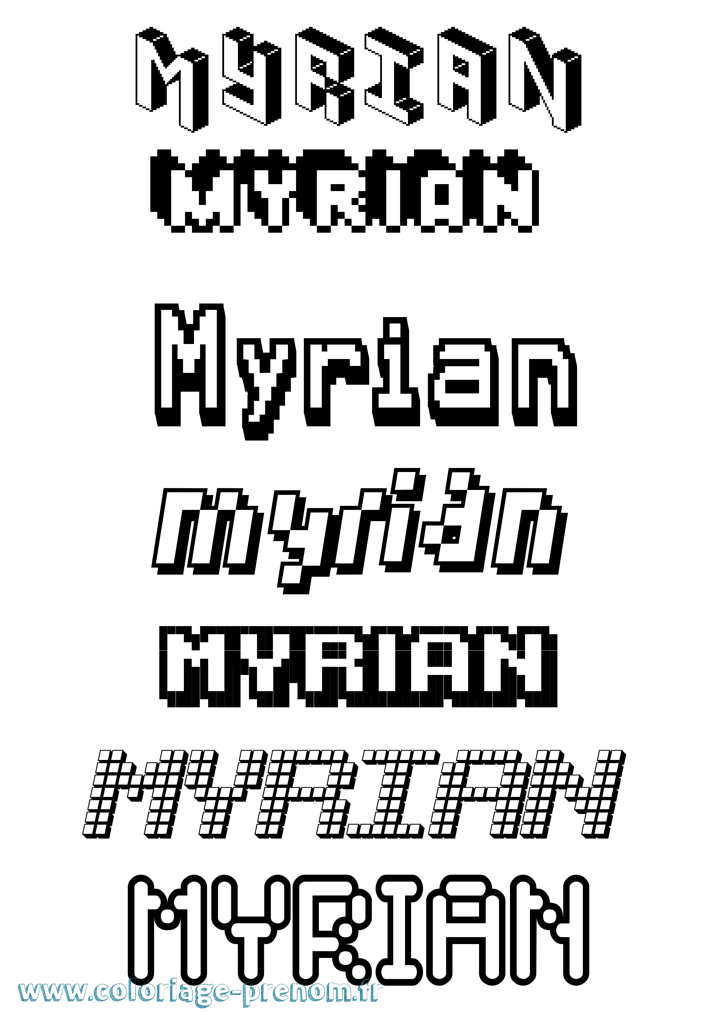 Coloriage Myrian Pixel Coloriage prénom Myrian Pixel