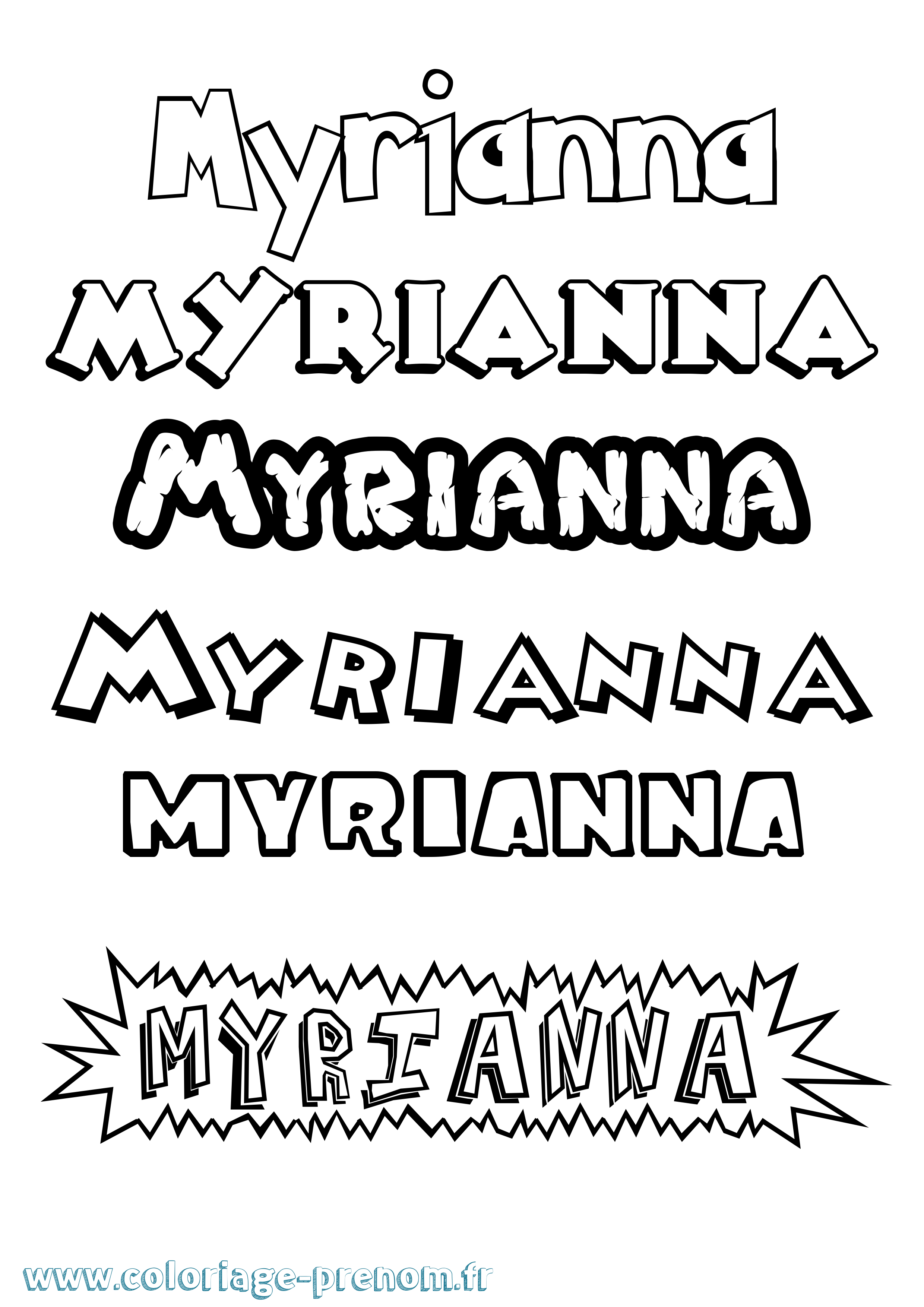 Coloriage Myrianna Dessin Animé Coloriage prénom Myrianna Dessin Animé
