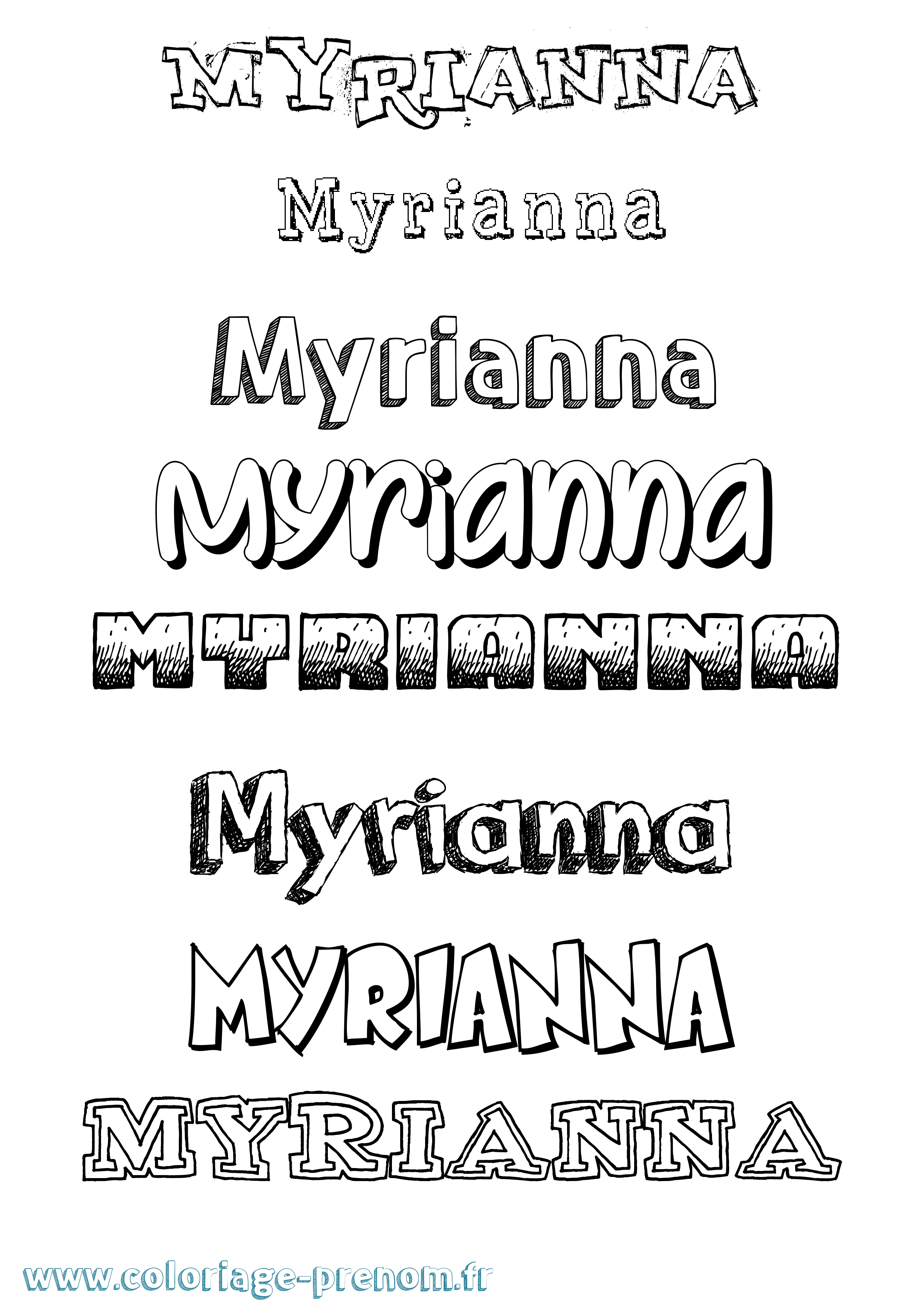 Coloriage Myrianna Dessiné Coloriage prénom Myrianna Dessiné
