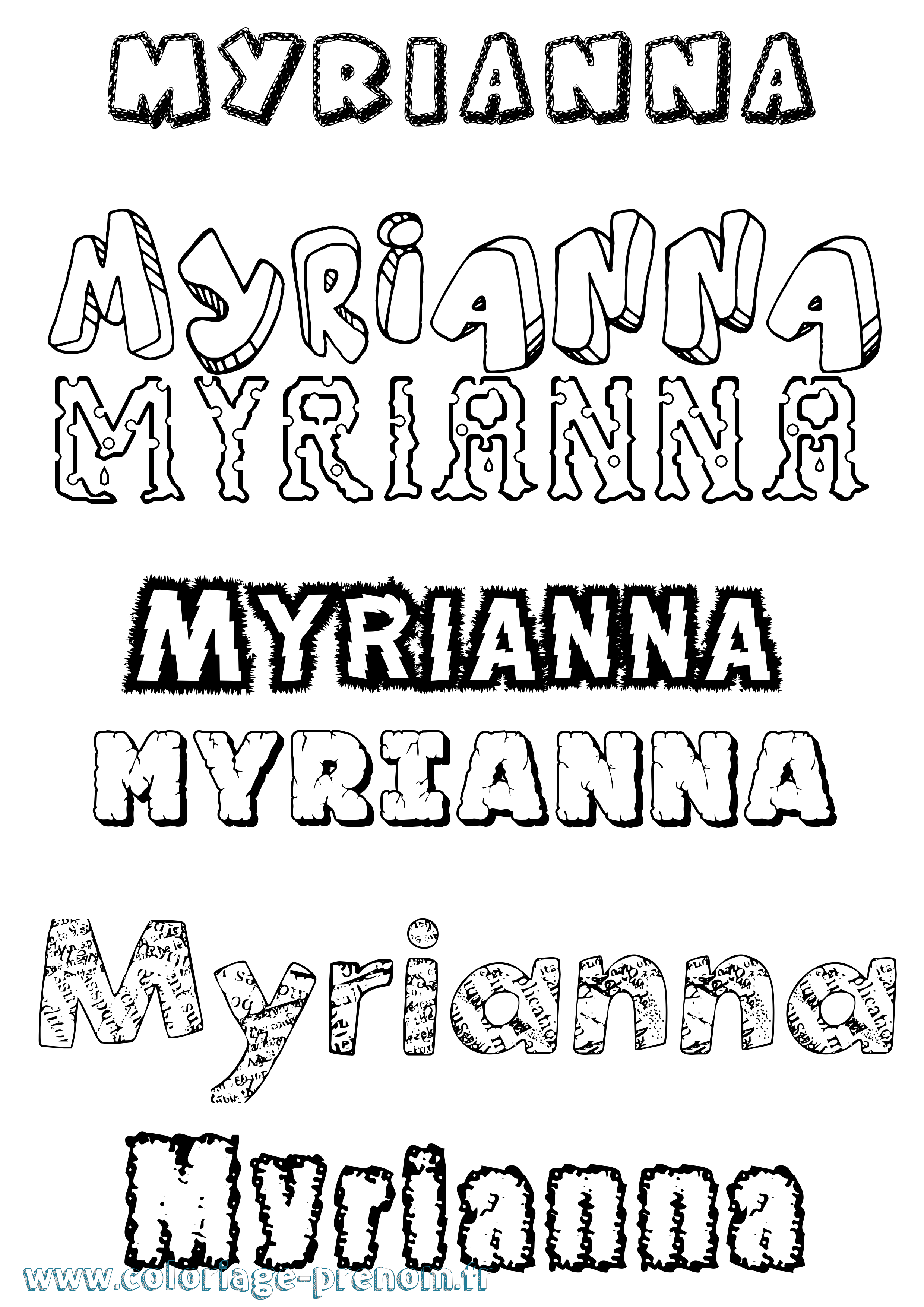 Coloriage Myrianna Destructuré Coloriage prénom Myrianna Destructuré