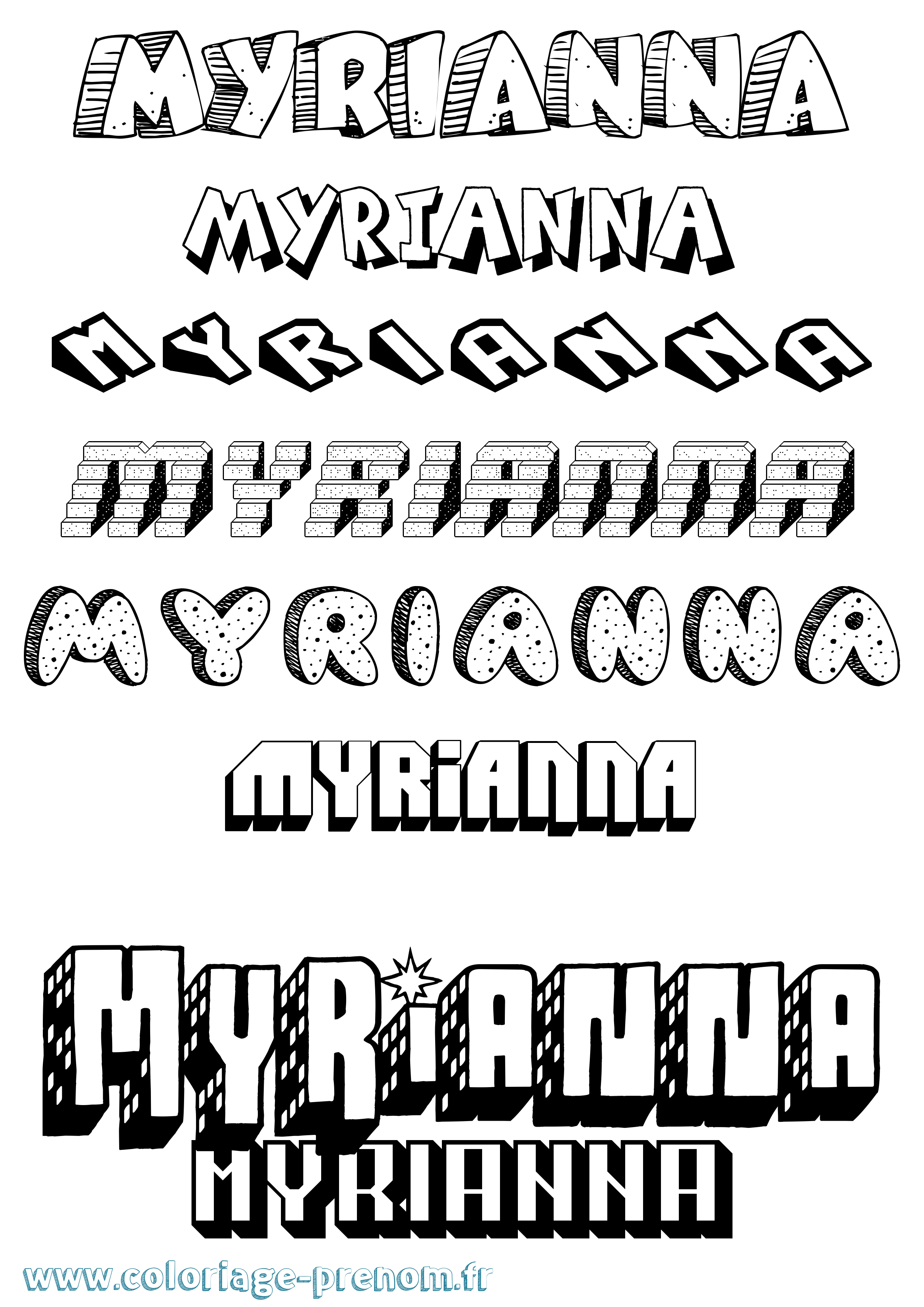 Coloriage Myrianna Effet 3D Coloriage prénom Myrianna Effet 3D