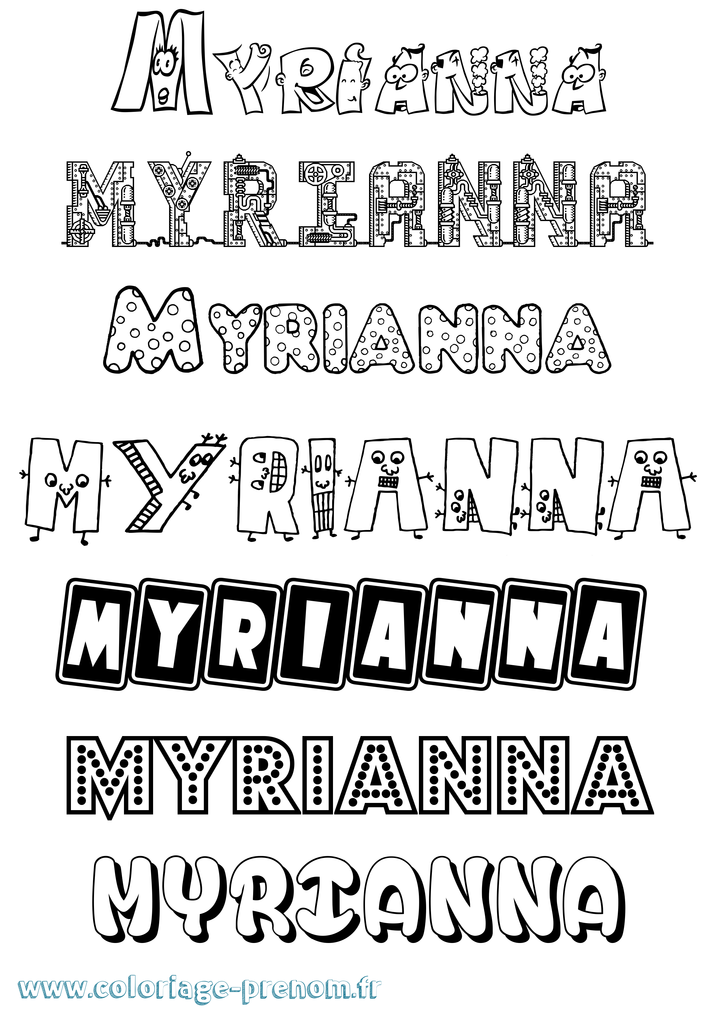 Coloriage Myrianna Fun Coloriage prénom Myrianna Fun