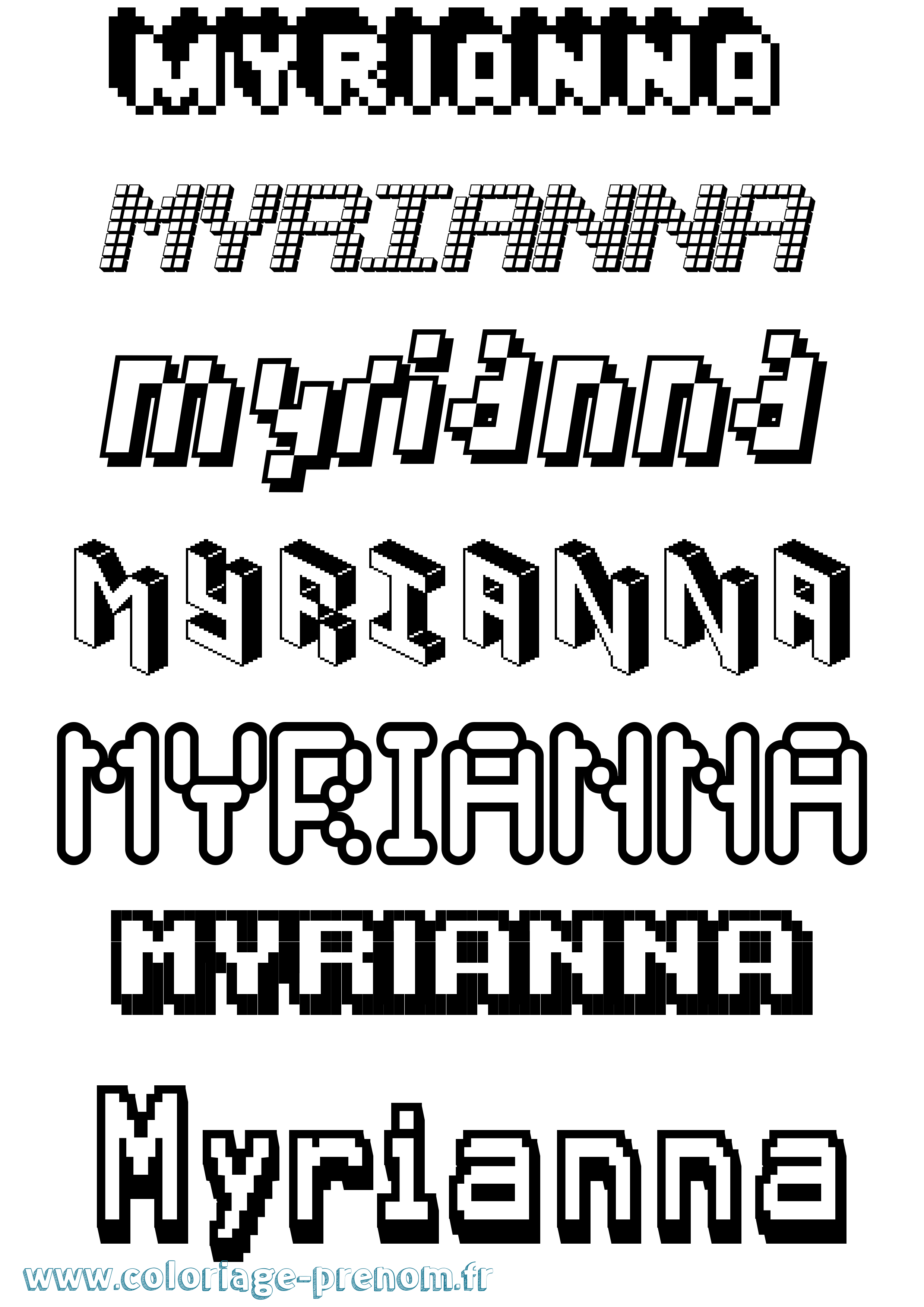 Coloriage Myrianna Pixel Coloriage prénom Myrianna Pixel