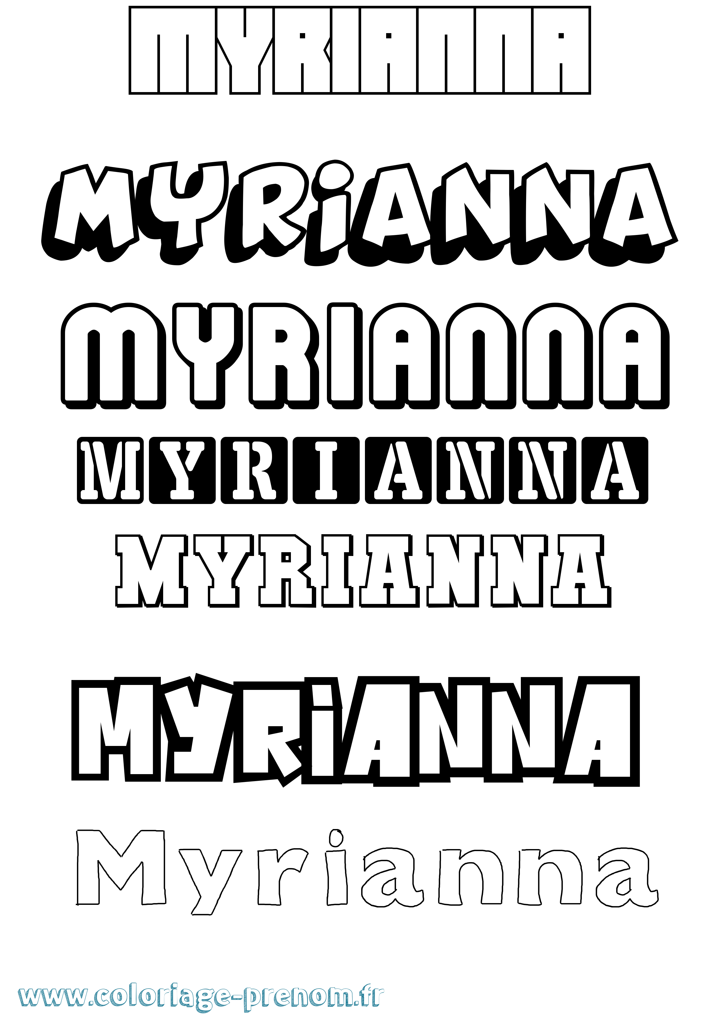 Coloriage Myrianna Simple Coloriage prénom Myrianna Simple