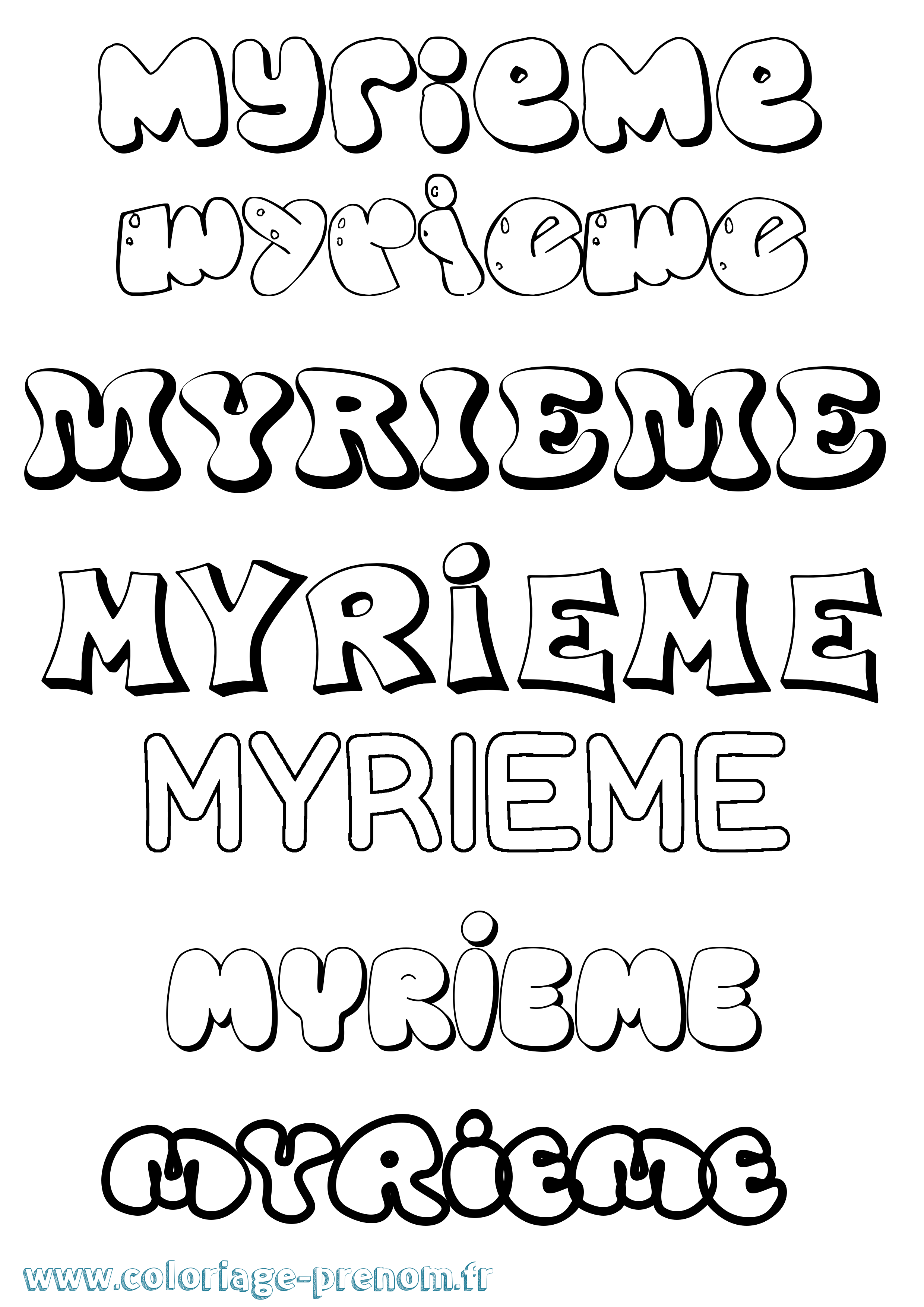 Coloriage Myrieme Bubble Coloriage prénom Myrieme Bubble