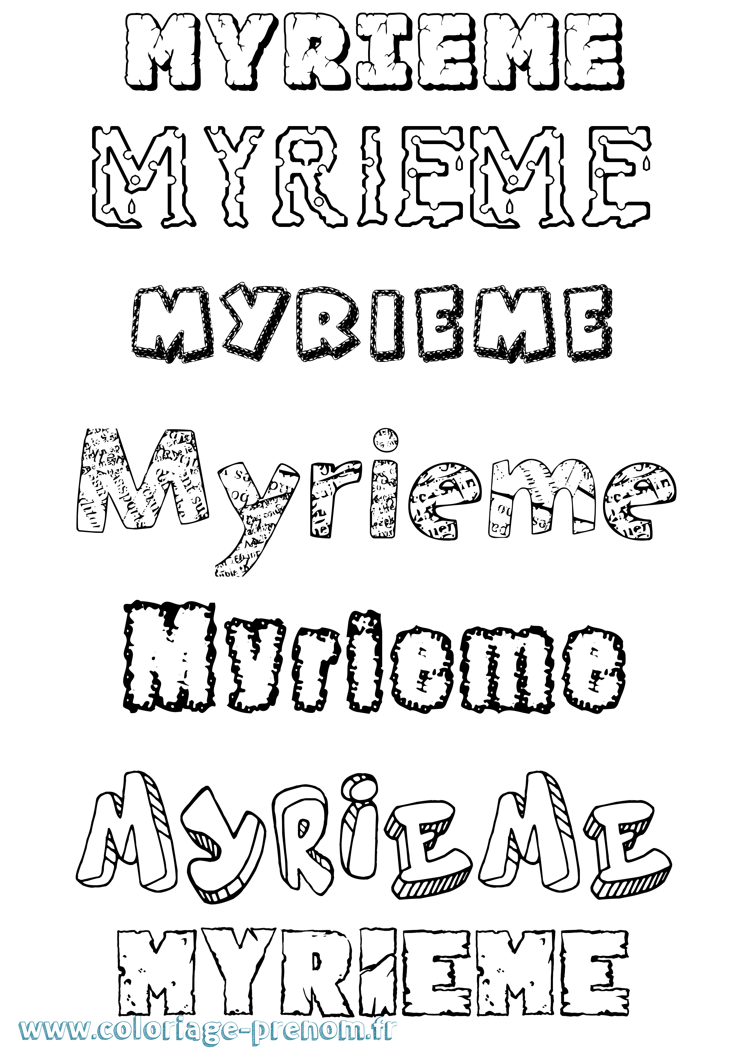 Coloriage Myrieme Destructuré Coloriage prénom Myrieme Destructuré