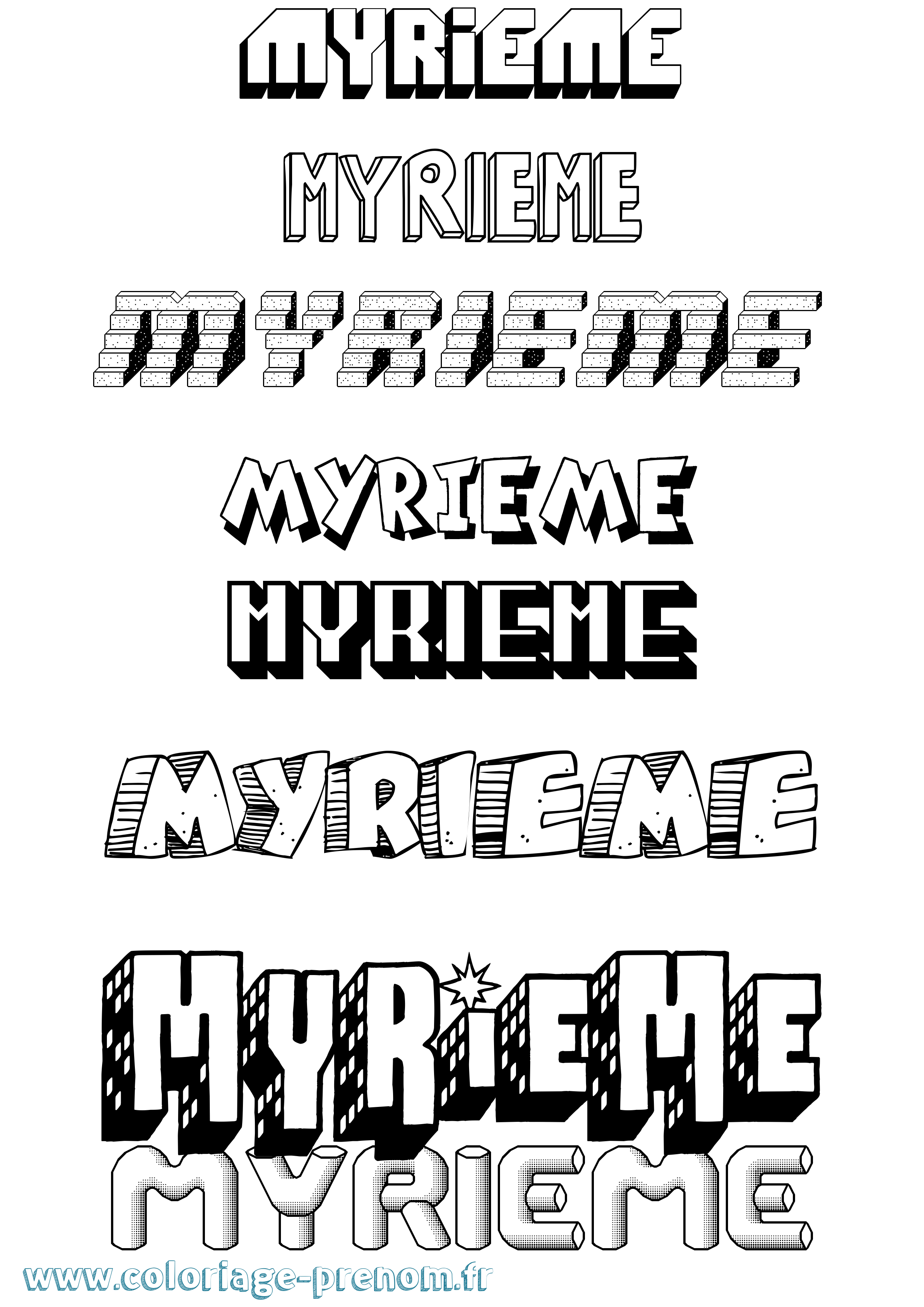 Coloriage Myrieme Effet 3D Coloriage prénom Myrieme Effet 3D