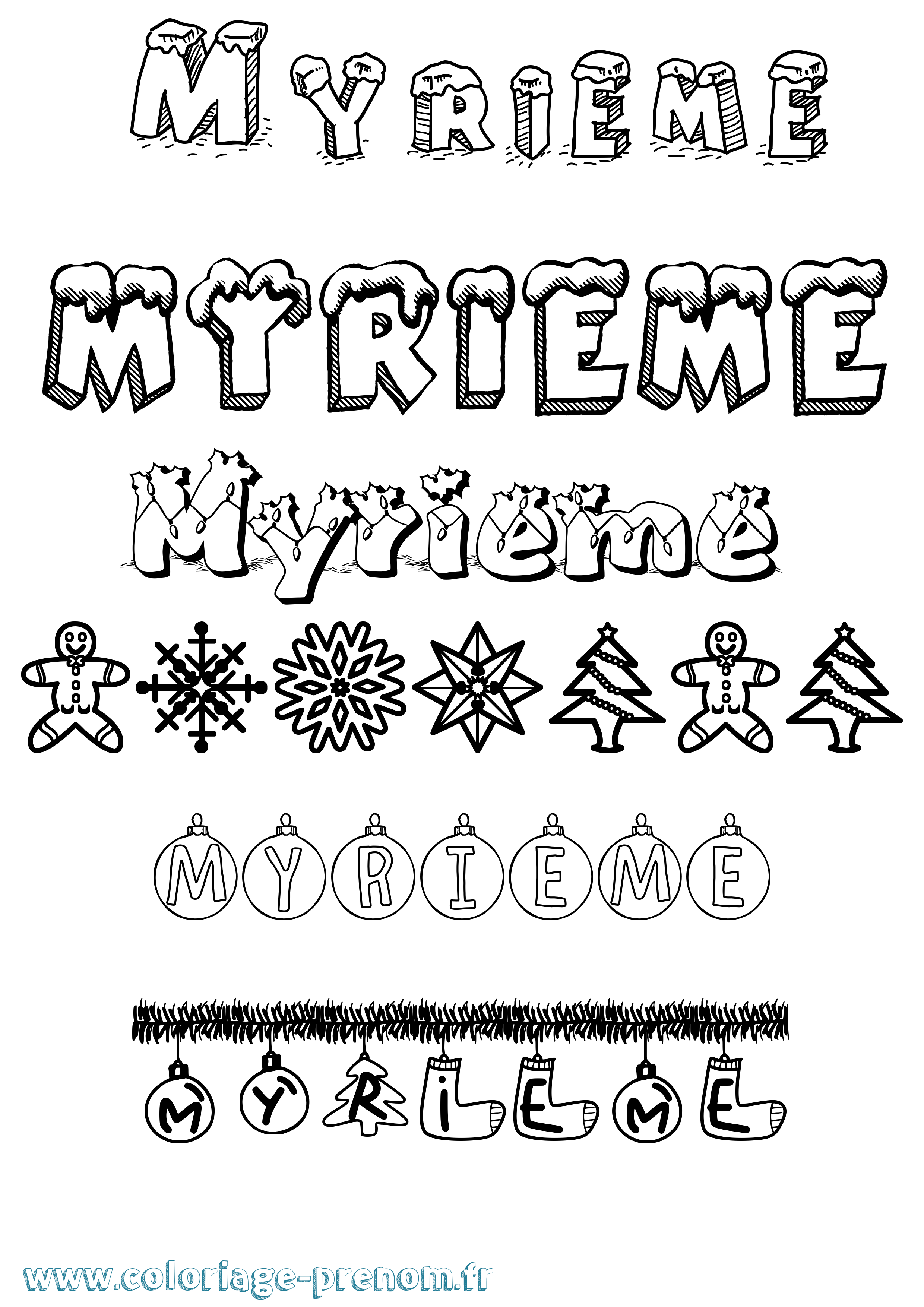 Coloriage Myrieme Noël Coloriage prénom Myrieme Noël