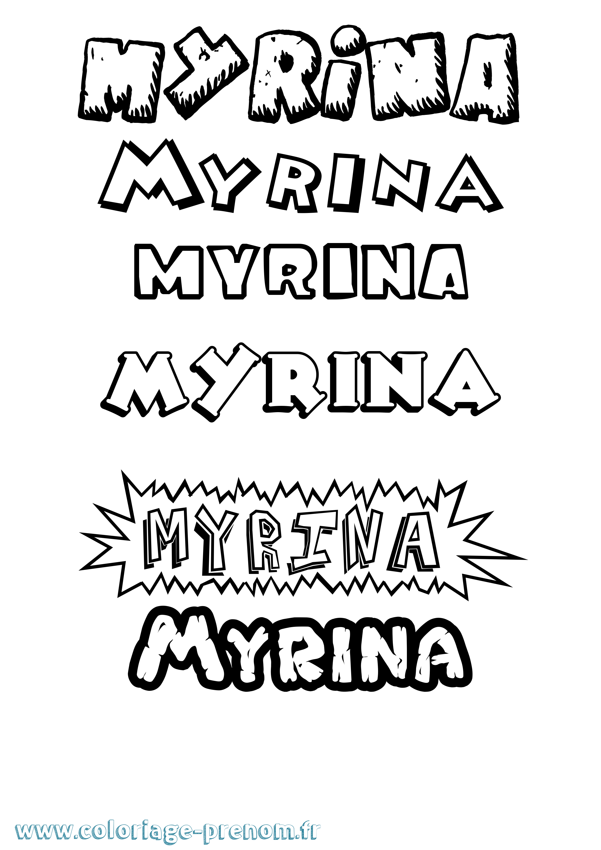 Coloriage Myrina Dessin Animé Coloriage prénom Myrina Dessin Animé