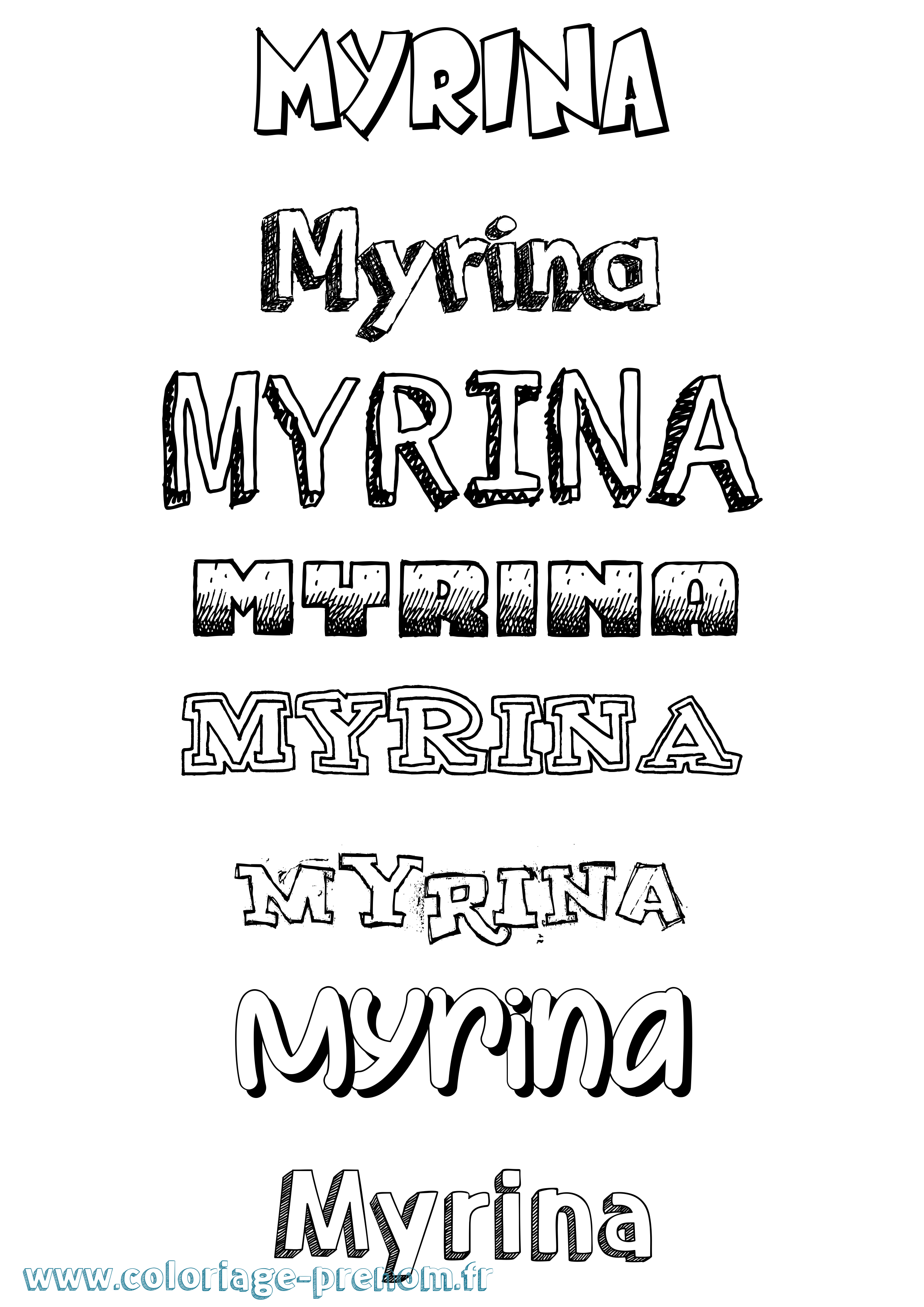 Coloriage Myrina Dessiné Coloriage prénom Myrina Dessiné