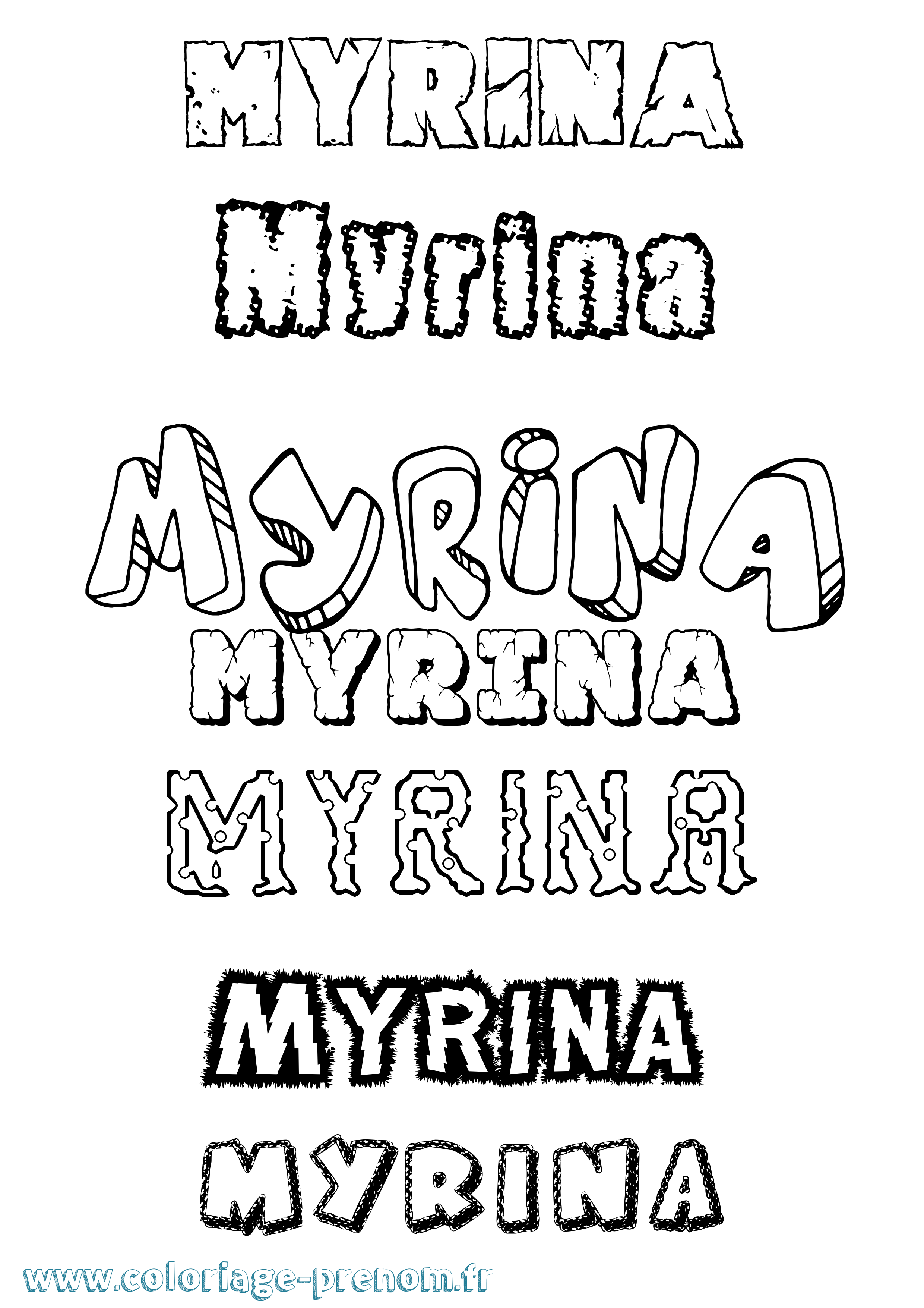 Coloriage Myrina Destructuré Coloriage prénom Myrina Destructuré