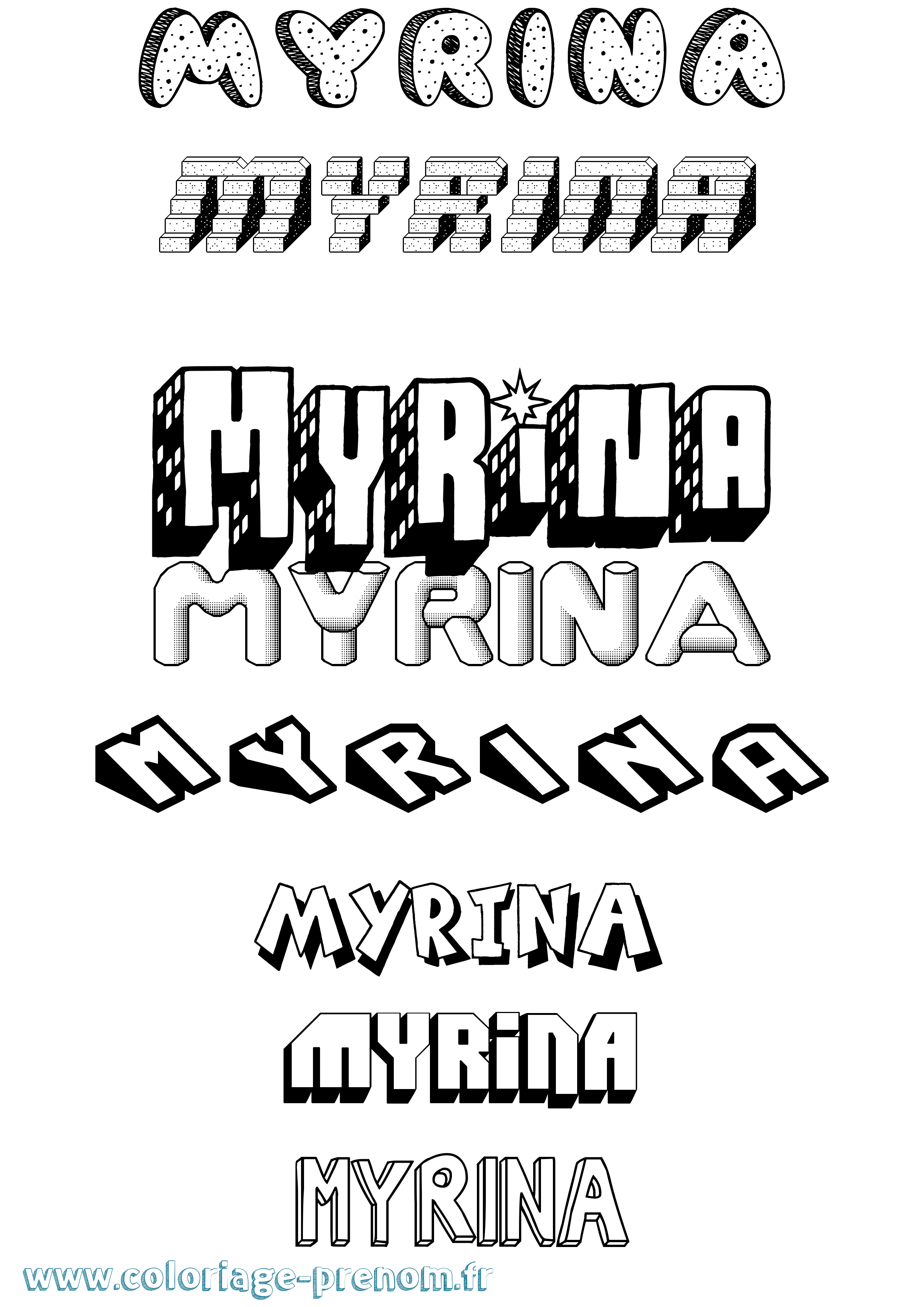 Coloriage Myrina Effet 3D Coloriage prénom Myrina Effet 3D