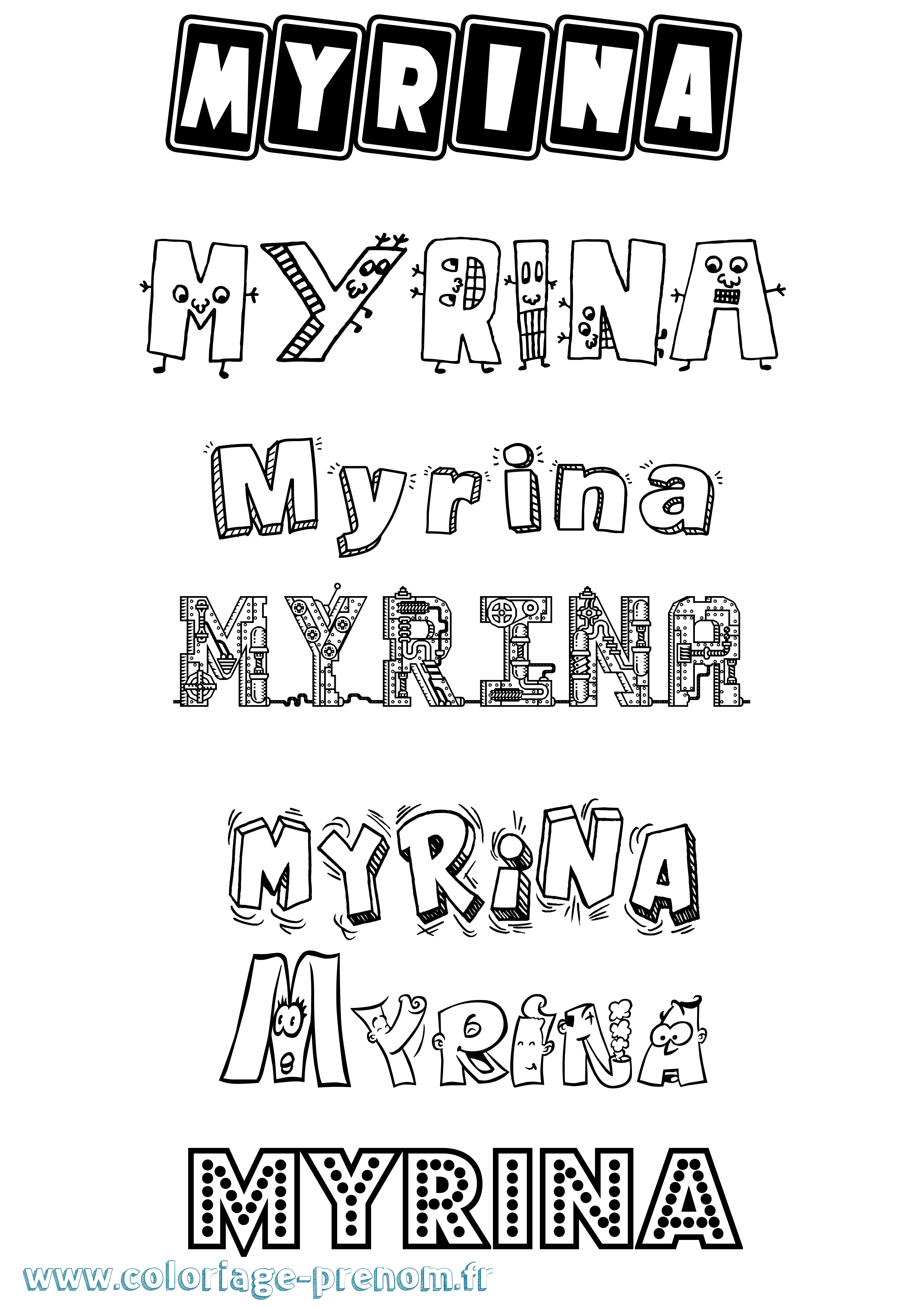 Coloriage Myrina Fun Coloriage prénom Myrina Fun