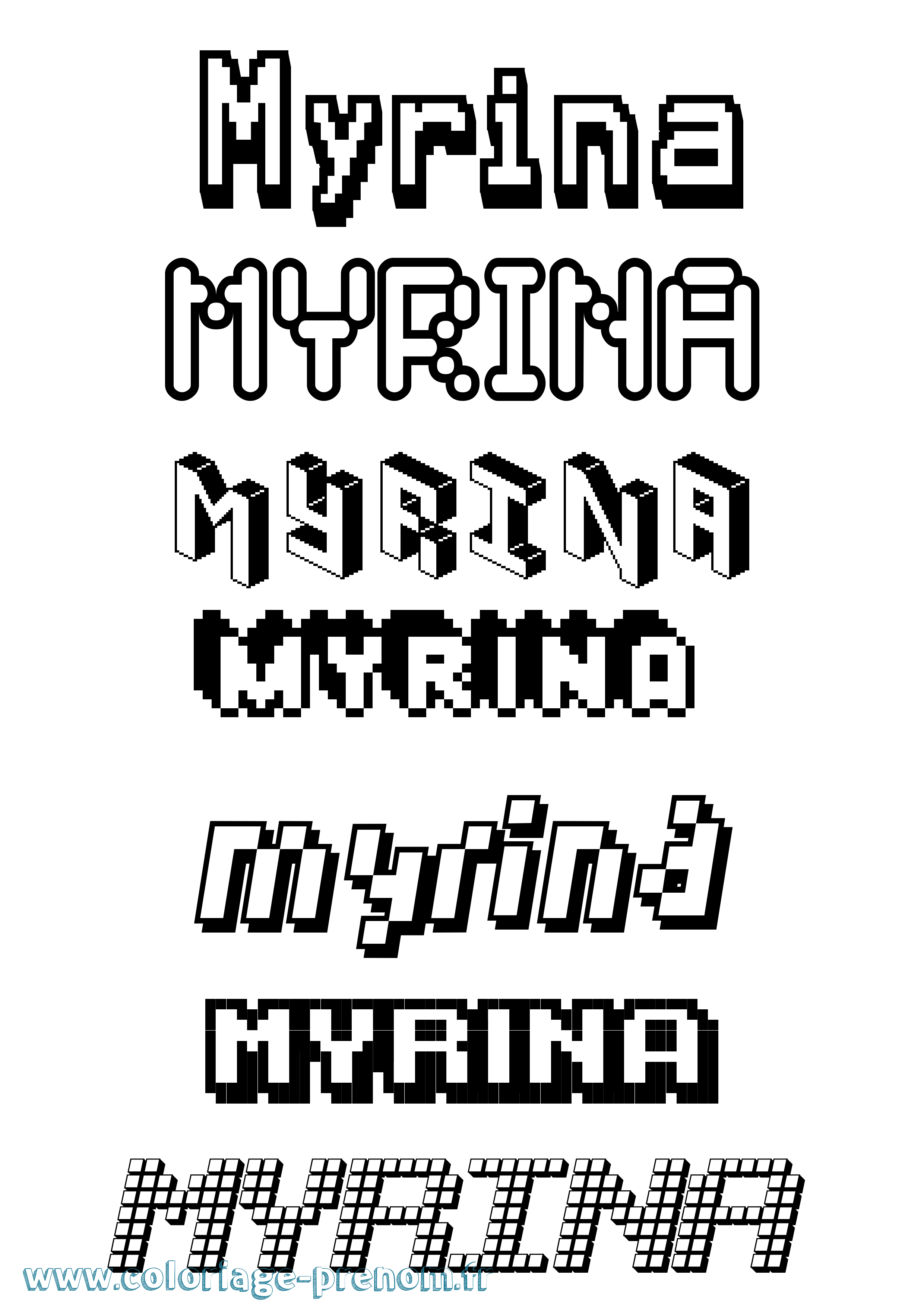 Coloriage Myrina Pixel Coloriage prénom Myrina Pixel