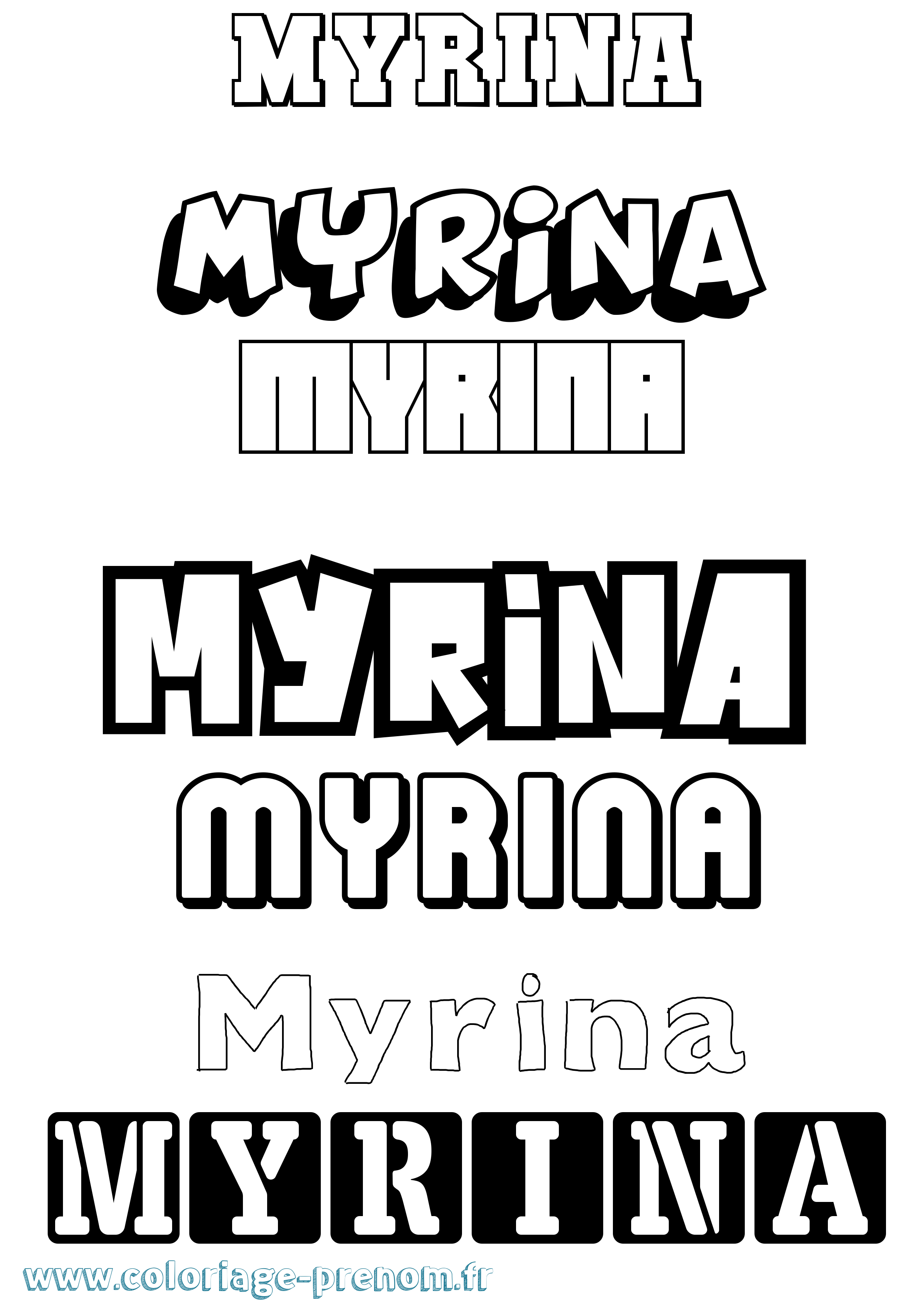 Coloriage Myrina Simple Coloriage prénom Myrina Simple