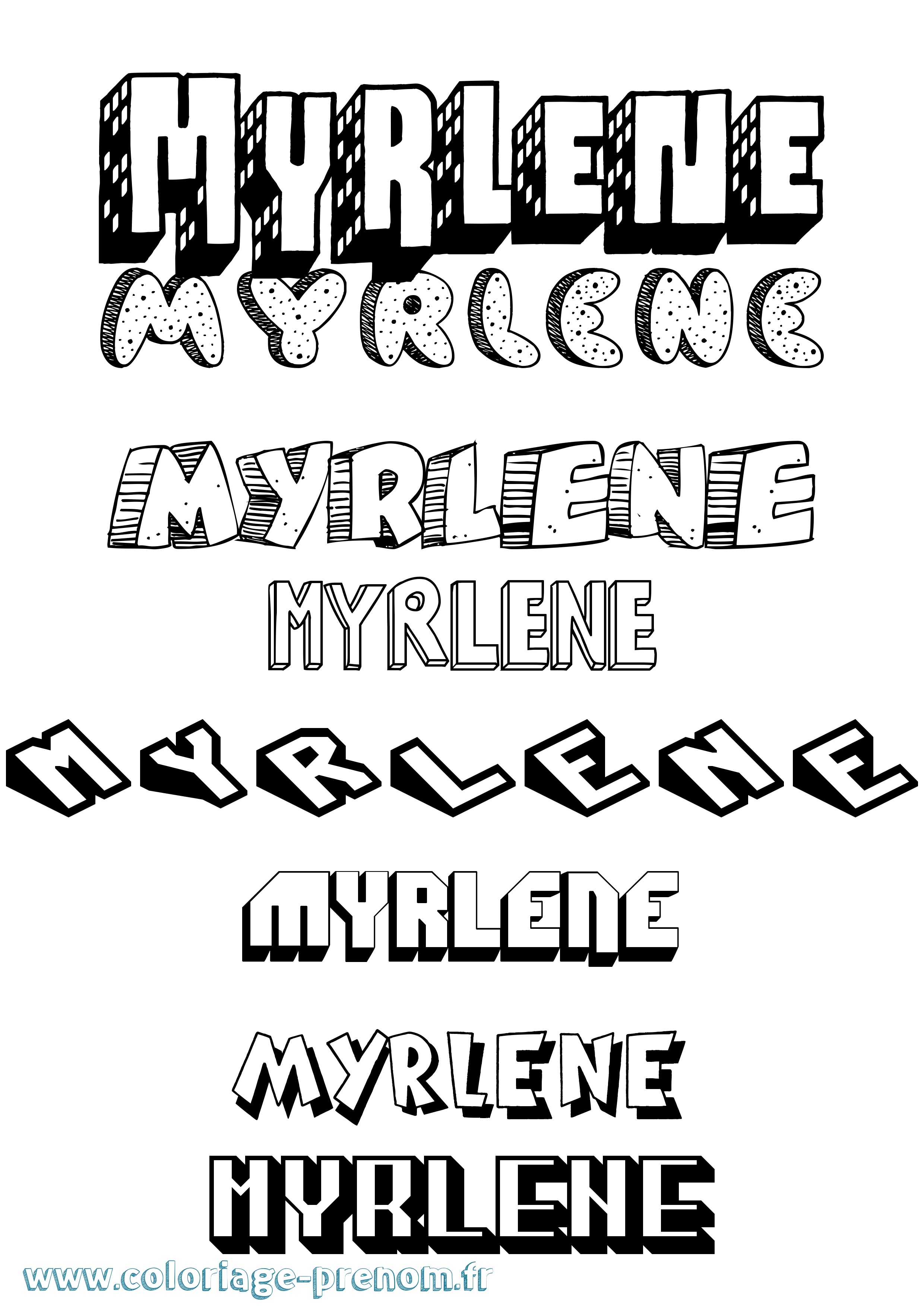 Coloriage Myrlene Effet 3D Coloriage prénom Myrlene Effet 3D