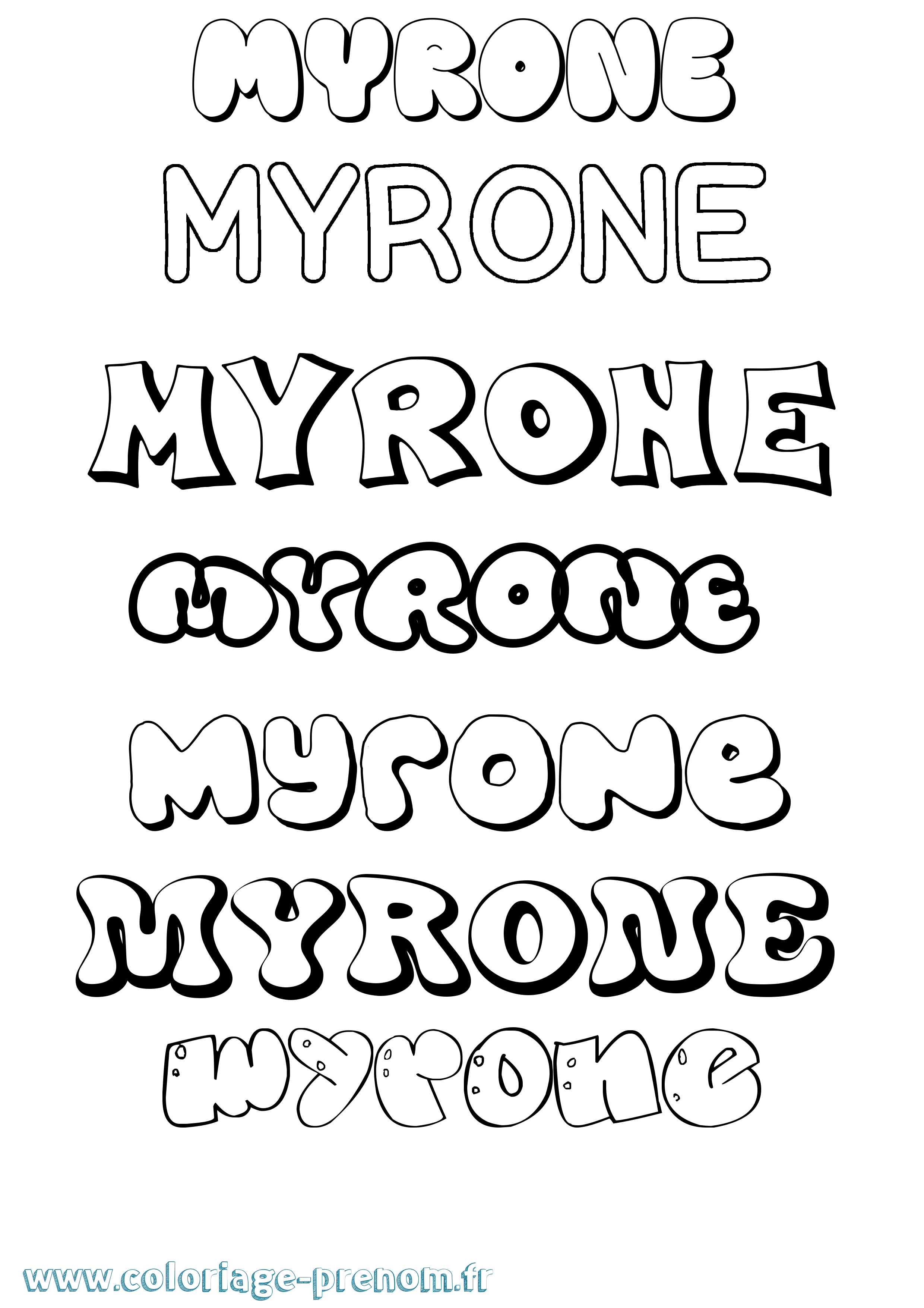 Coloriage Myrone Bubble Coloriage prénom Myrone Bubble