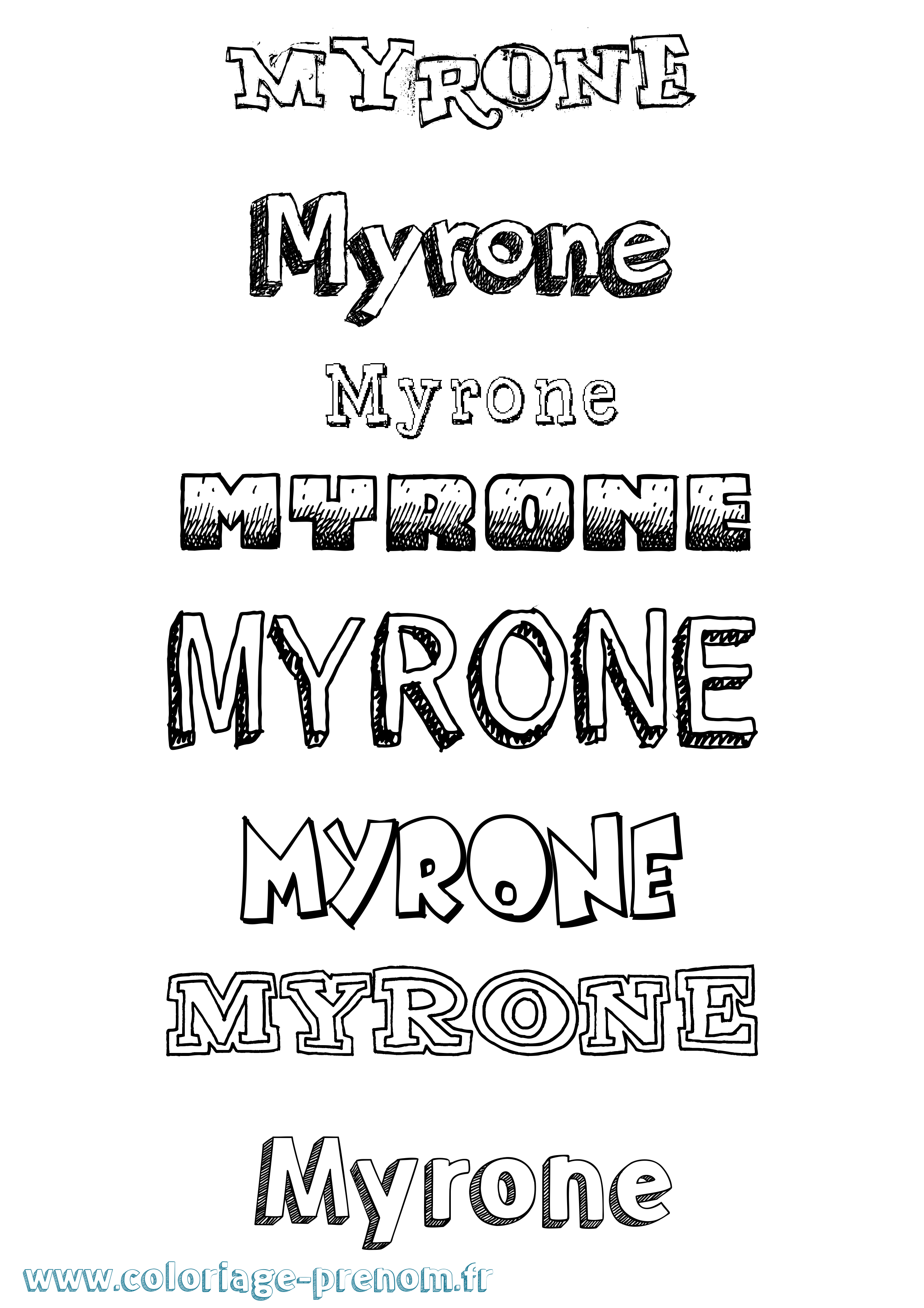 Coloriage Myrone Dessiné Coloriage prénom Myrone Dessiné