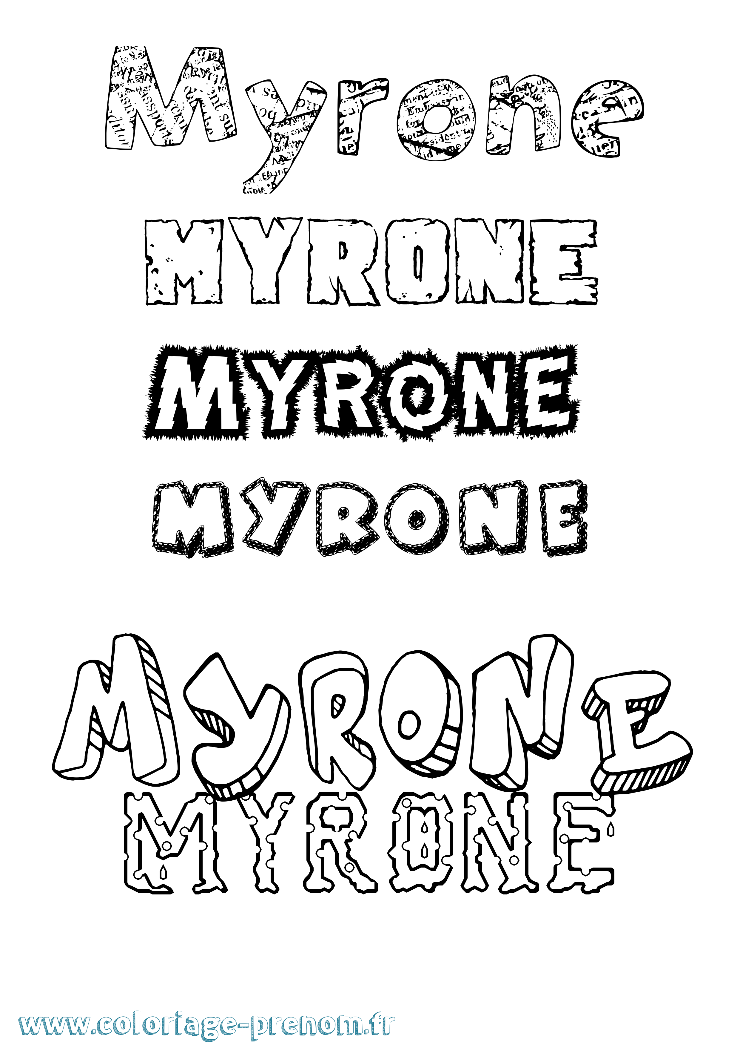 Coloriage Myrone Destructuré Coloriage prénom Myrone Destructuré
