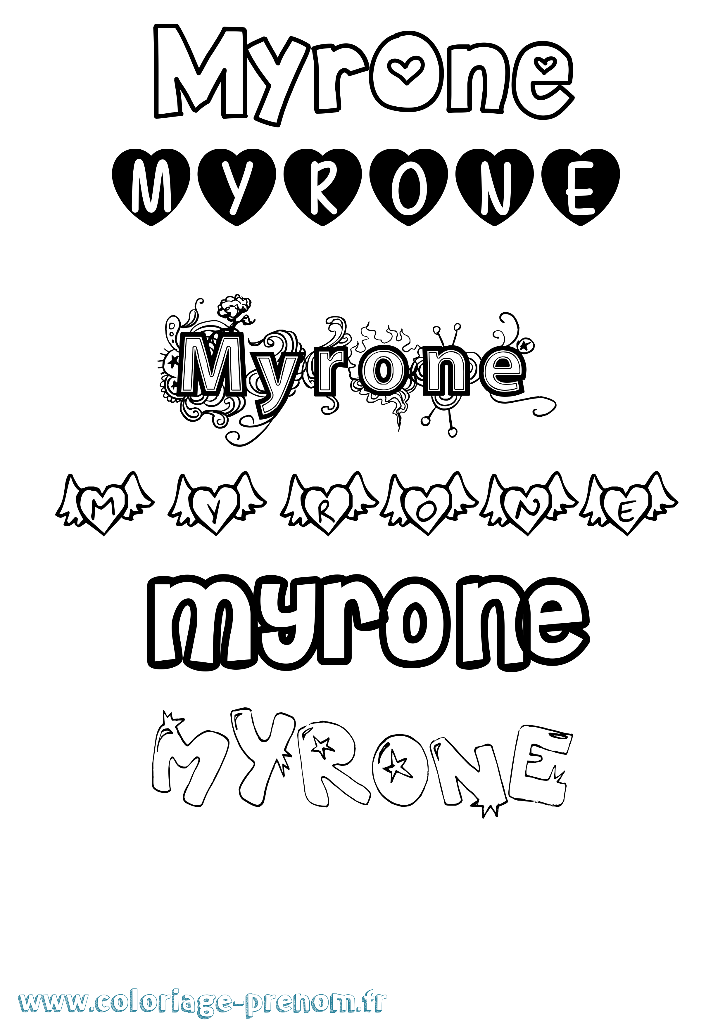 Coloriage Myrone Girly Coloriage prénom Myrone Girly
