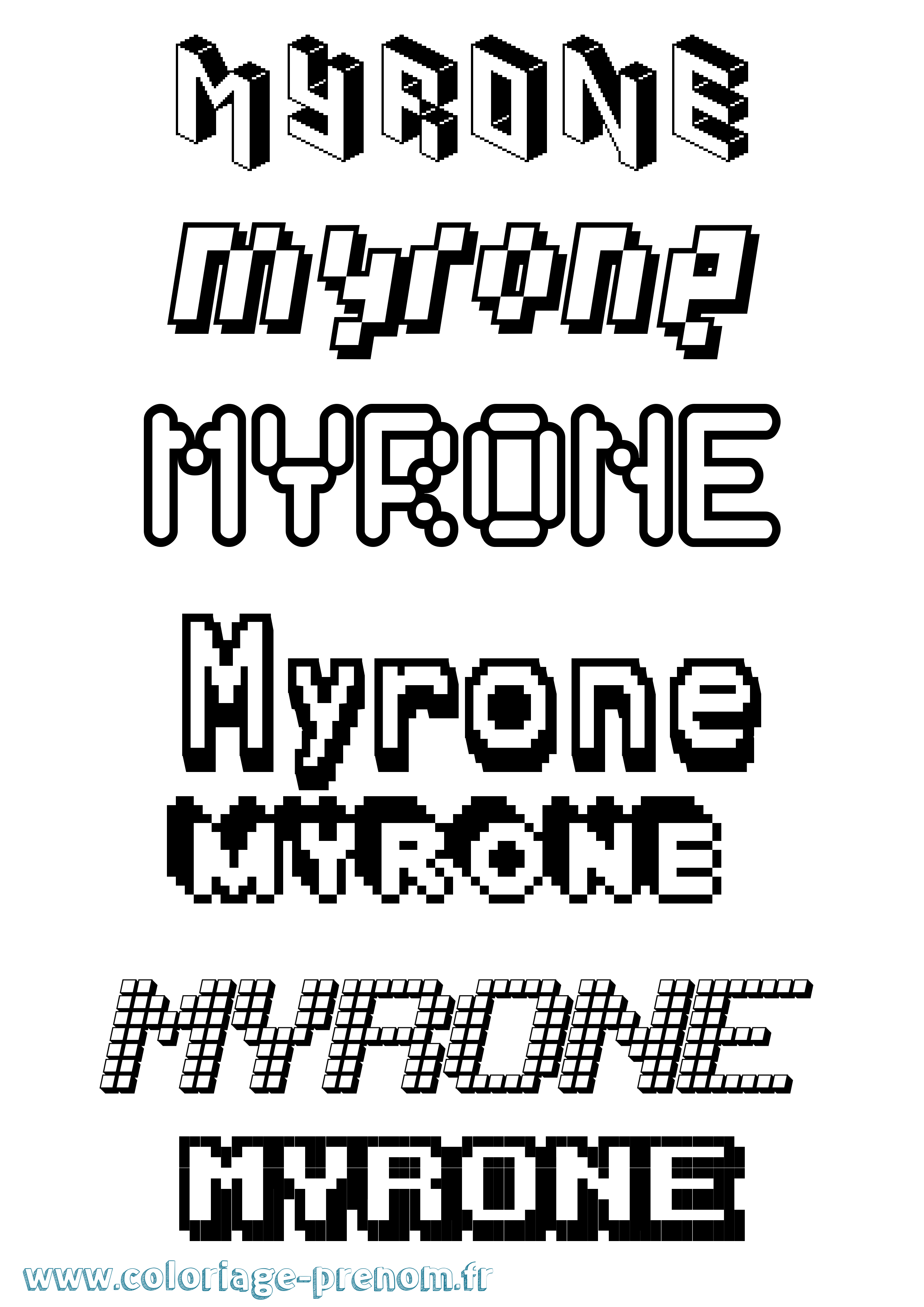 Coloriage Myrone Pixel Coloriage prénom Myrone Pixel