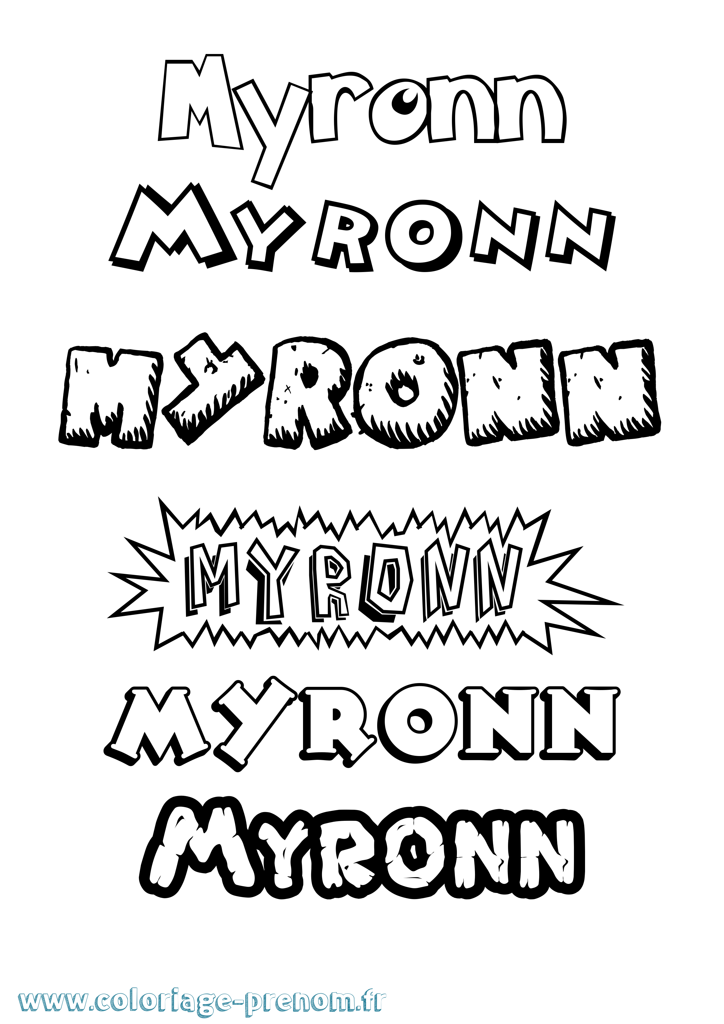 Coloriage Myronn Dessin Animé Coloriage prénom Myronn Dessin Animé