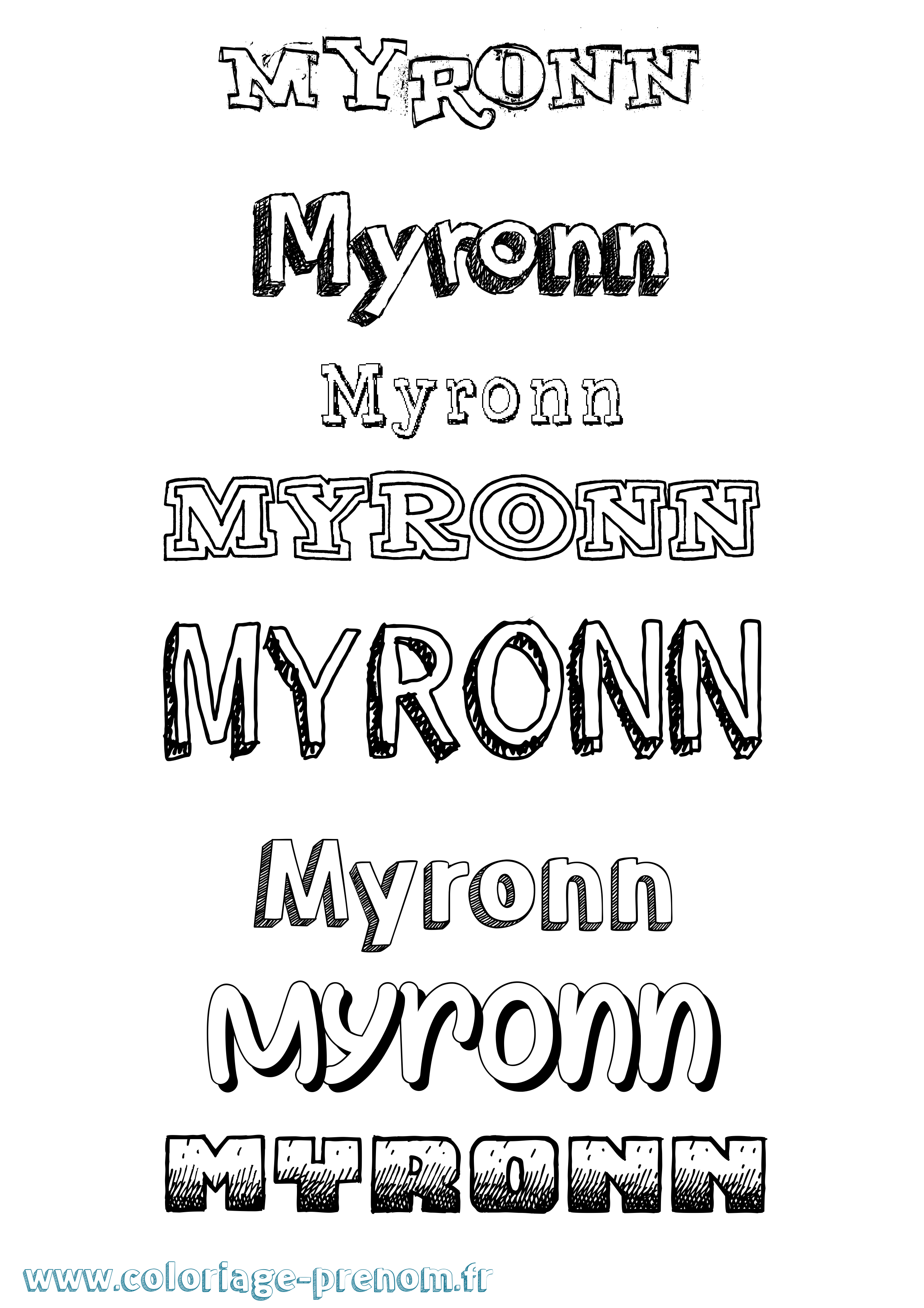 Coloriage Myronn Dessiné Coloriage prénom Myronn Dessiné