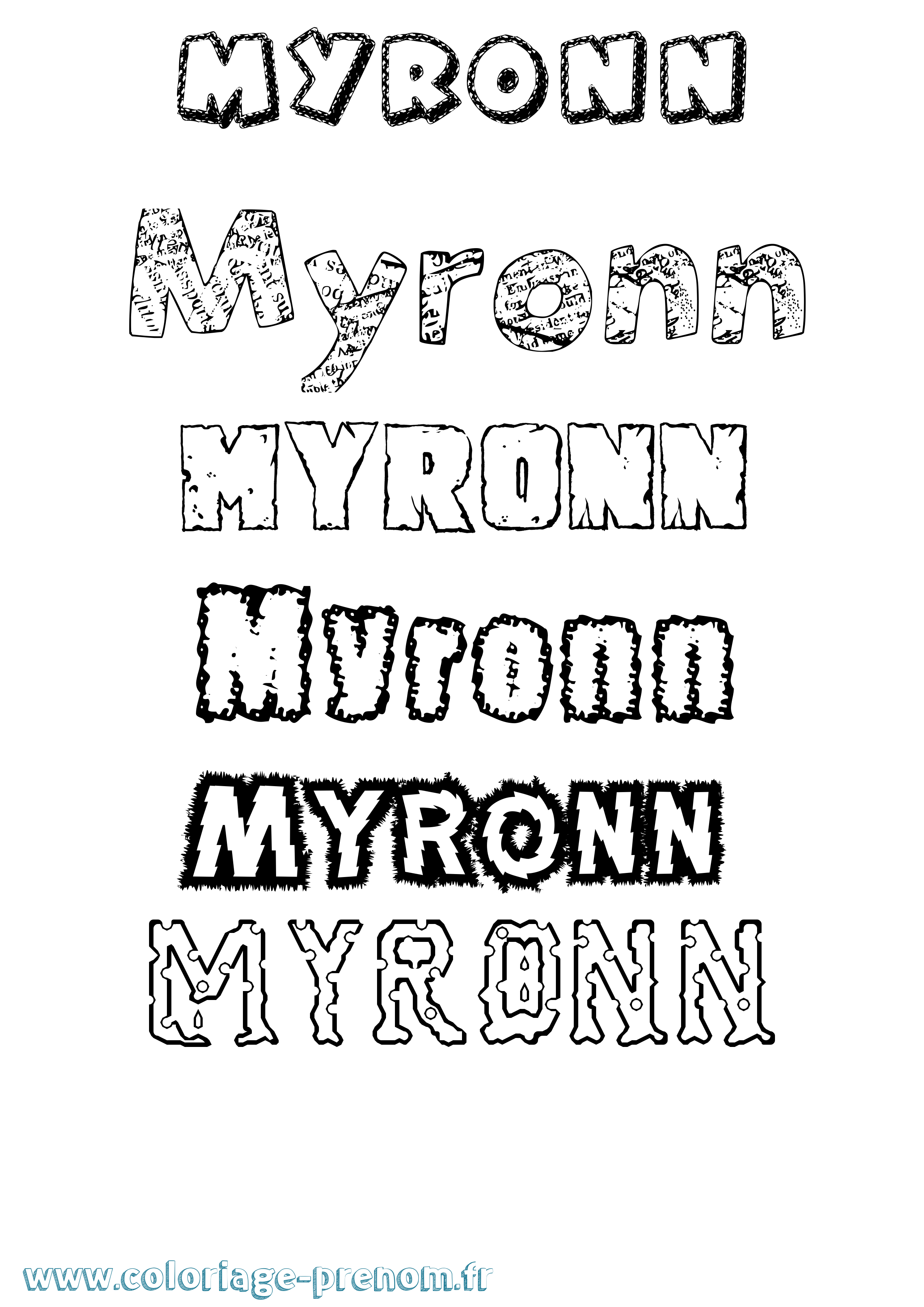 Coloriage Myronn Destructuré Coloriage prénom Myronn Destructuré