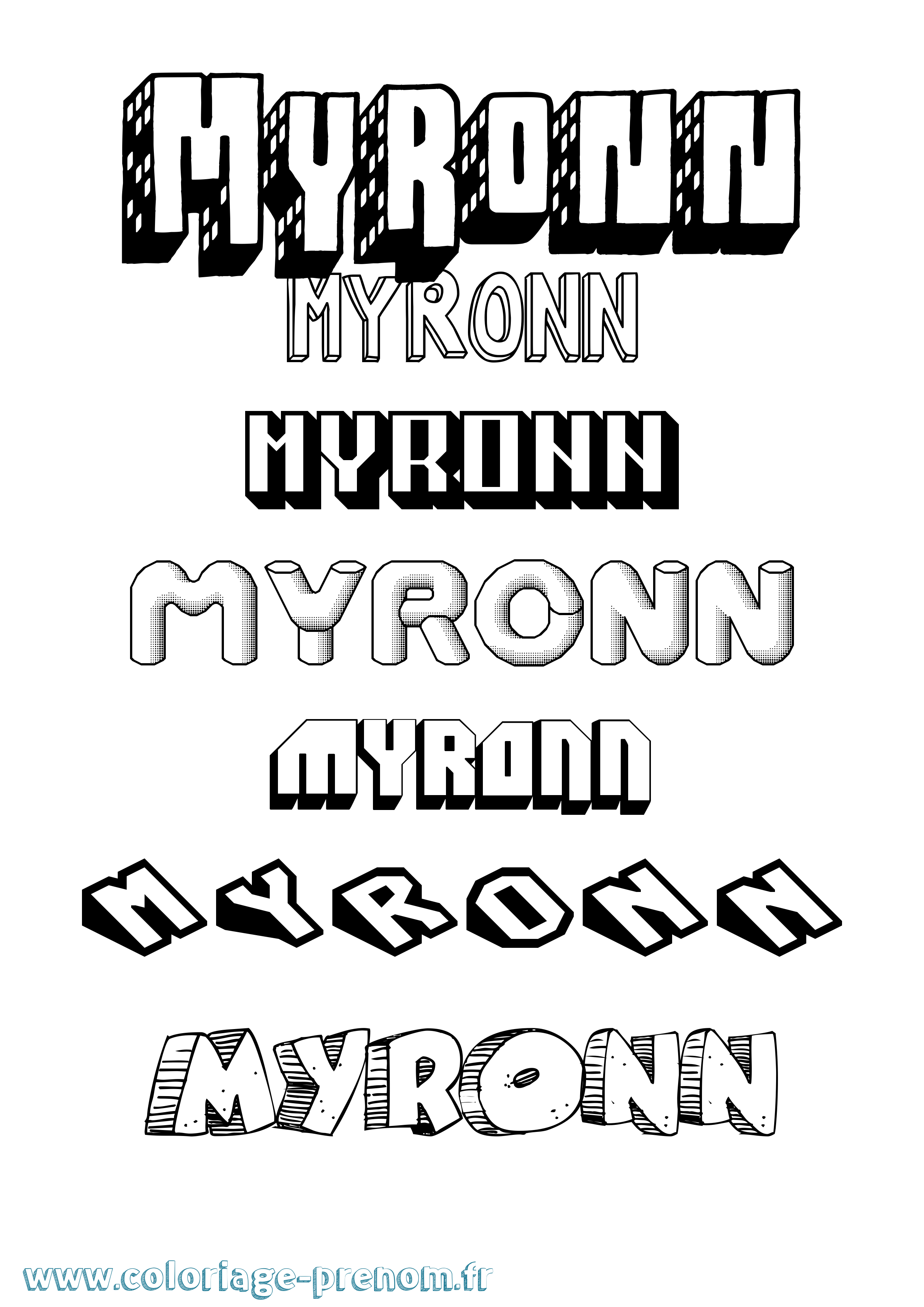 Coloriage Myronn Effet 3D Coloriage prénom Myronn Effet 3D
