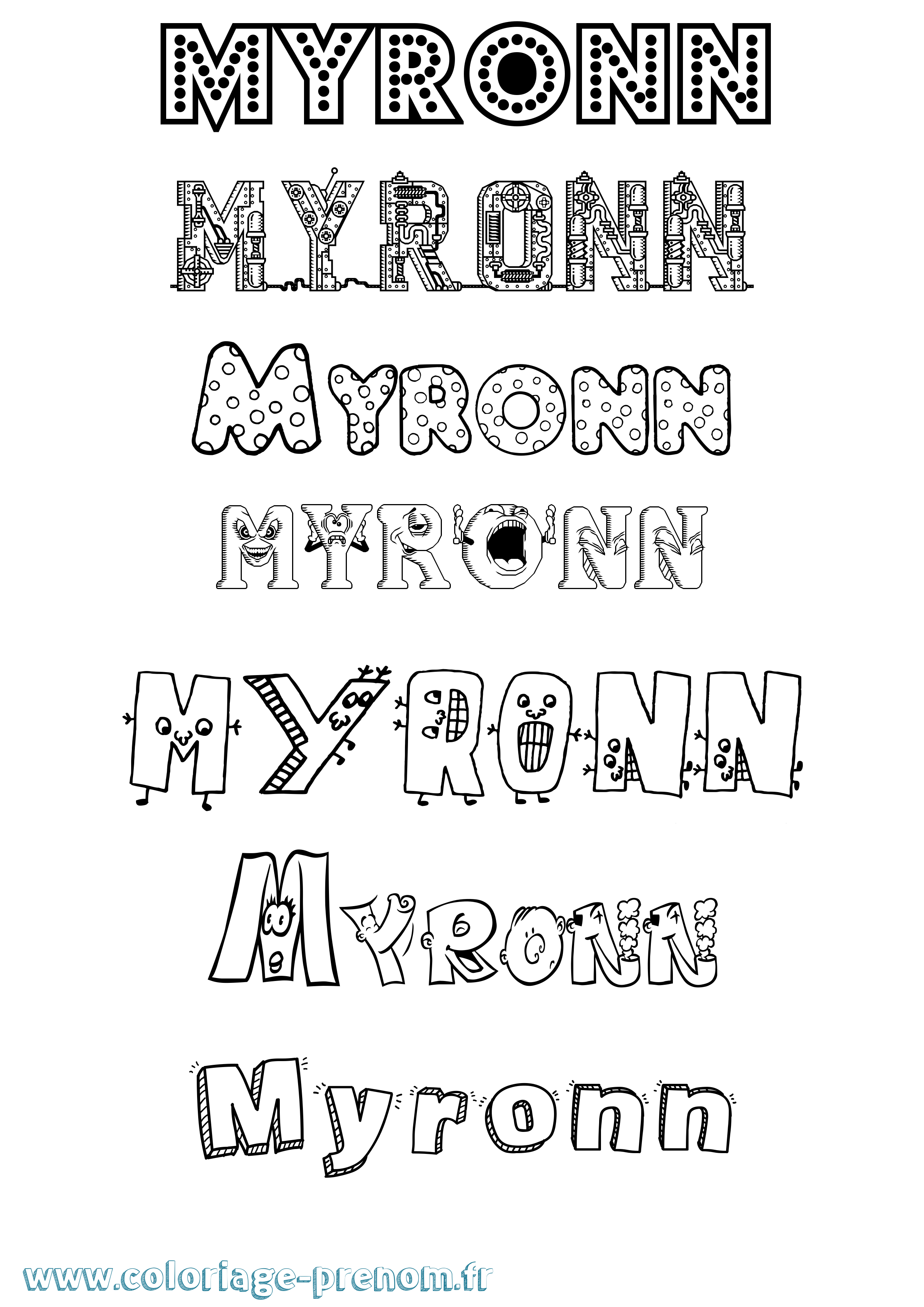 Coloriage Myronn Fun Coloriage prénom Myronn Fun