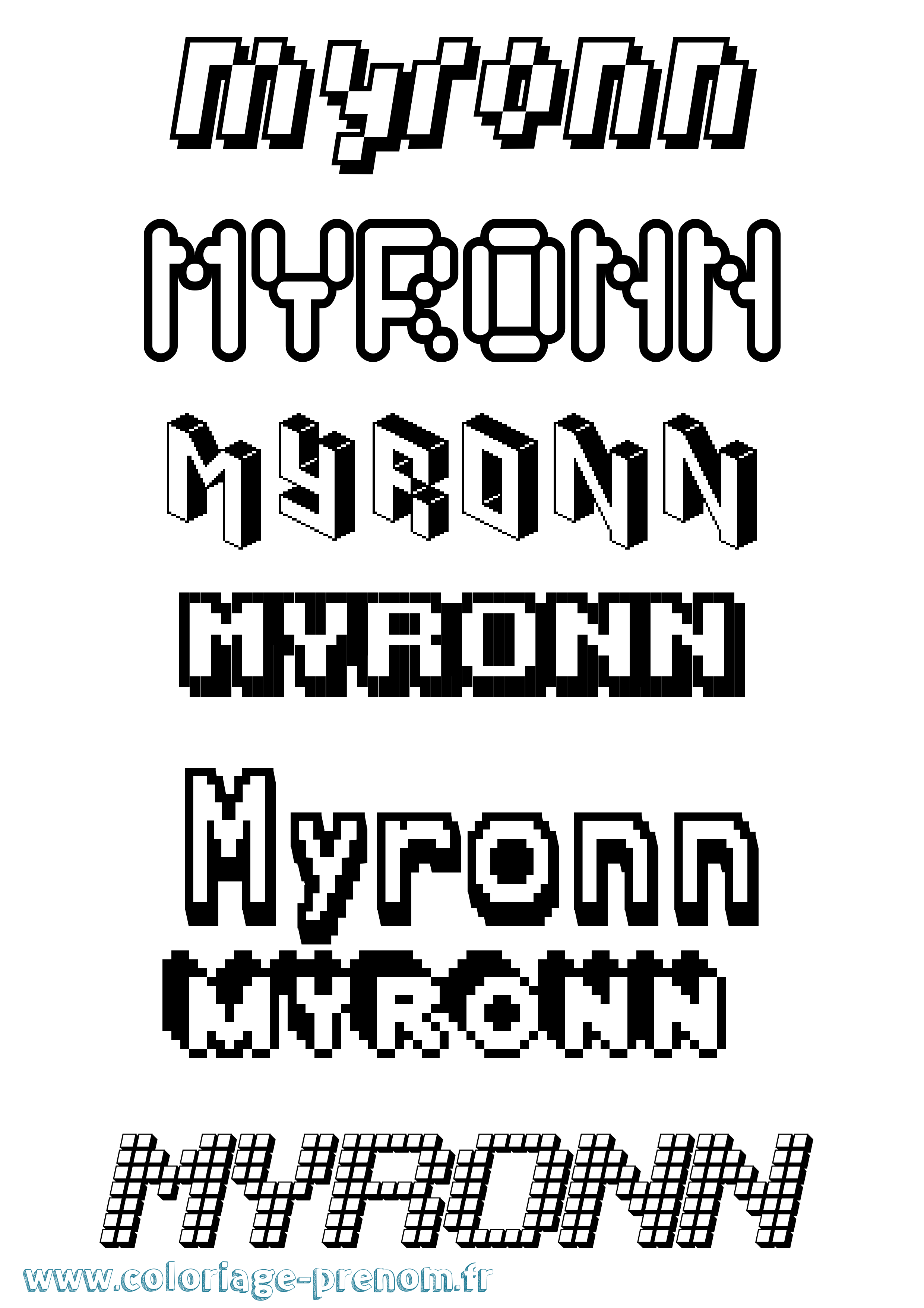 Coloriage Myronn Pixel Coloriage prénom Myronn Pixel