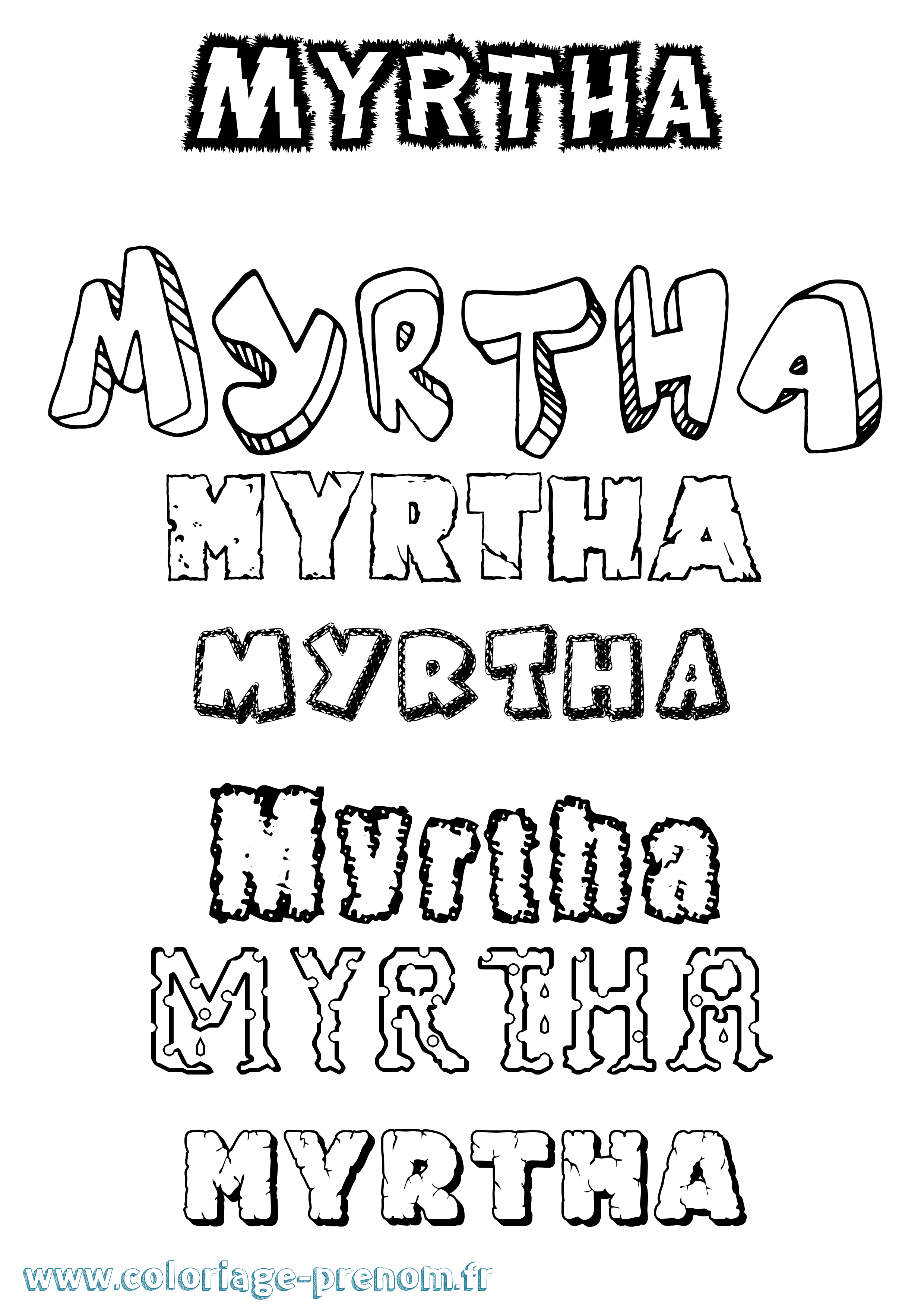 Coloriage Myrtha Destructuré Coloriage prénom Myrtha Destructuré