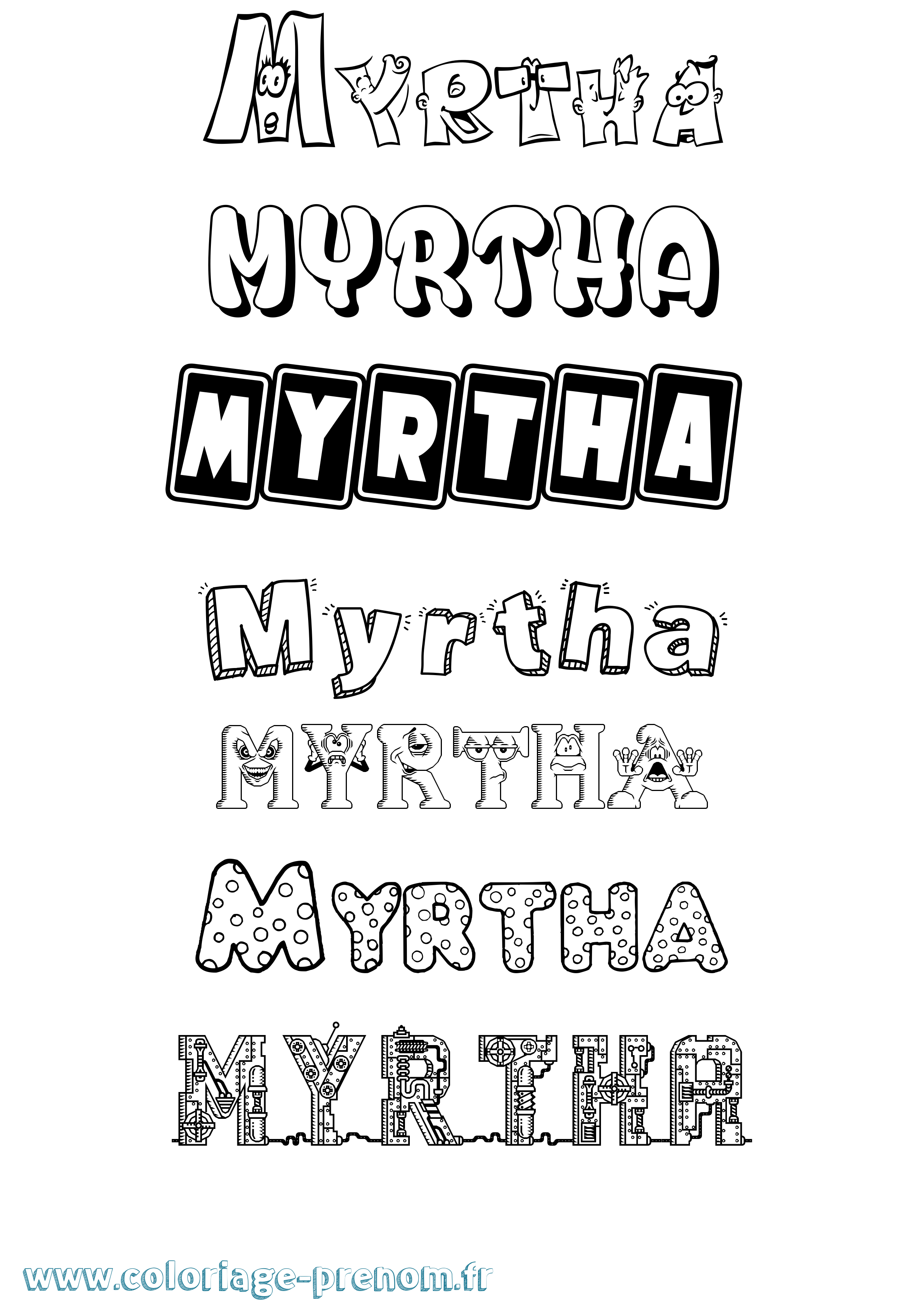 Coloriage Myrtha Fun Coloriage prénom Myrtha Fun