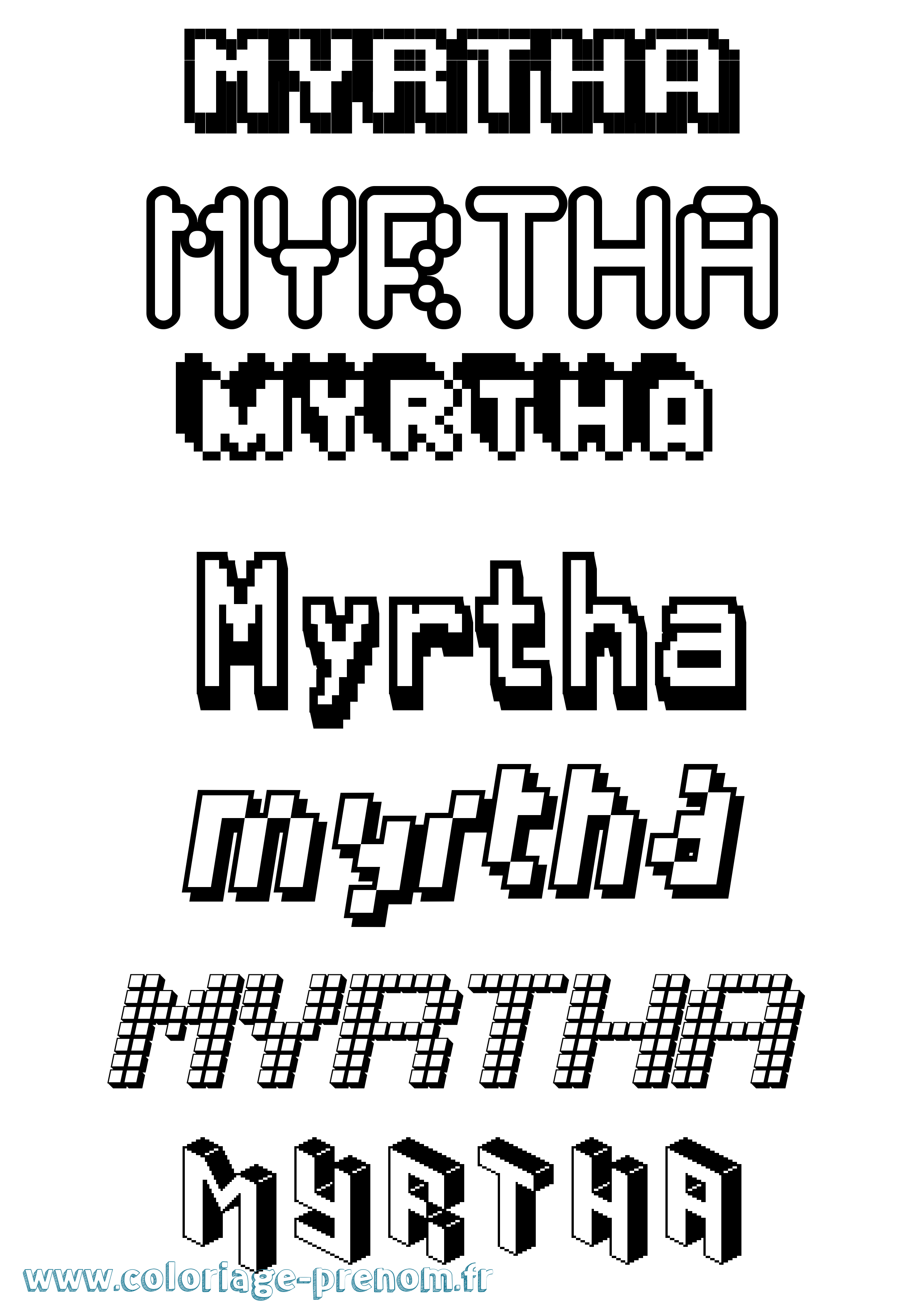 Coloriage Myrtha Pixel Coloriage prénom Myrtha Pixel