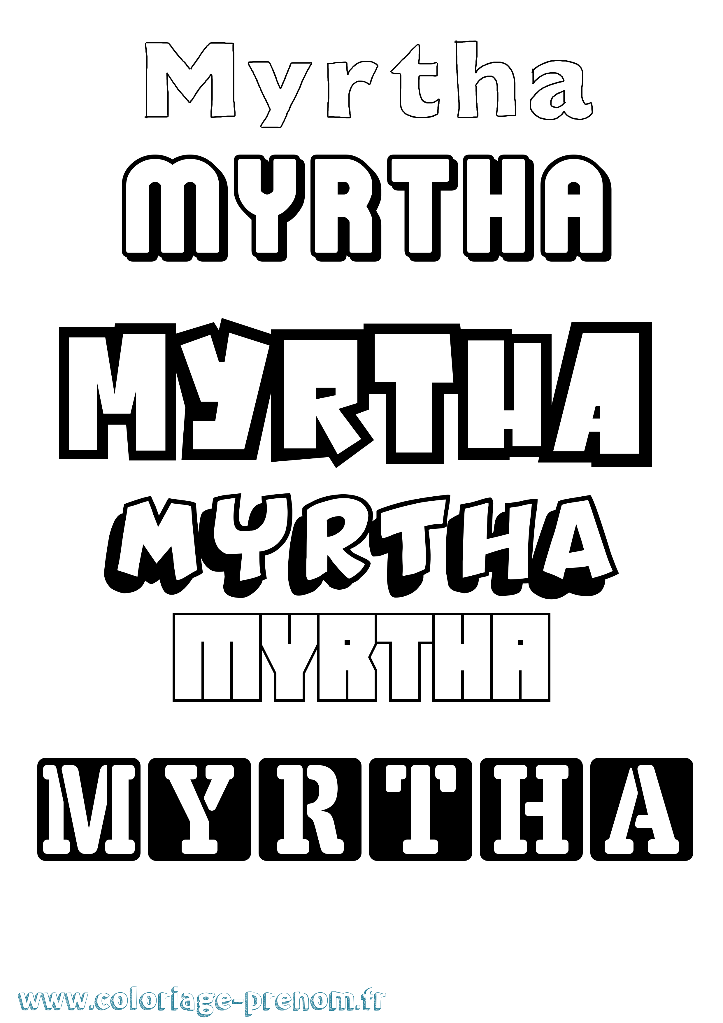 Coloriage Myrtha Simple Coloriage prénom Myrtha Simple