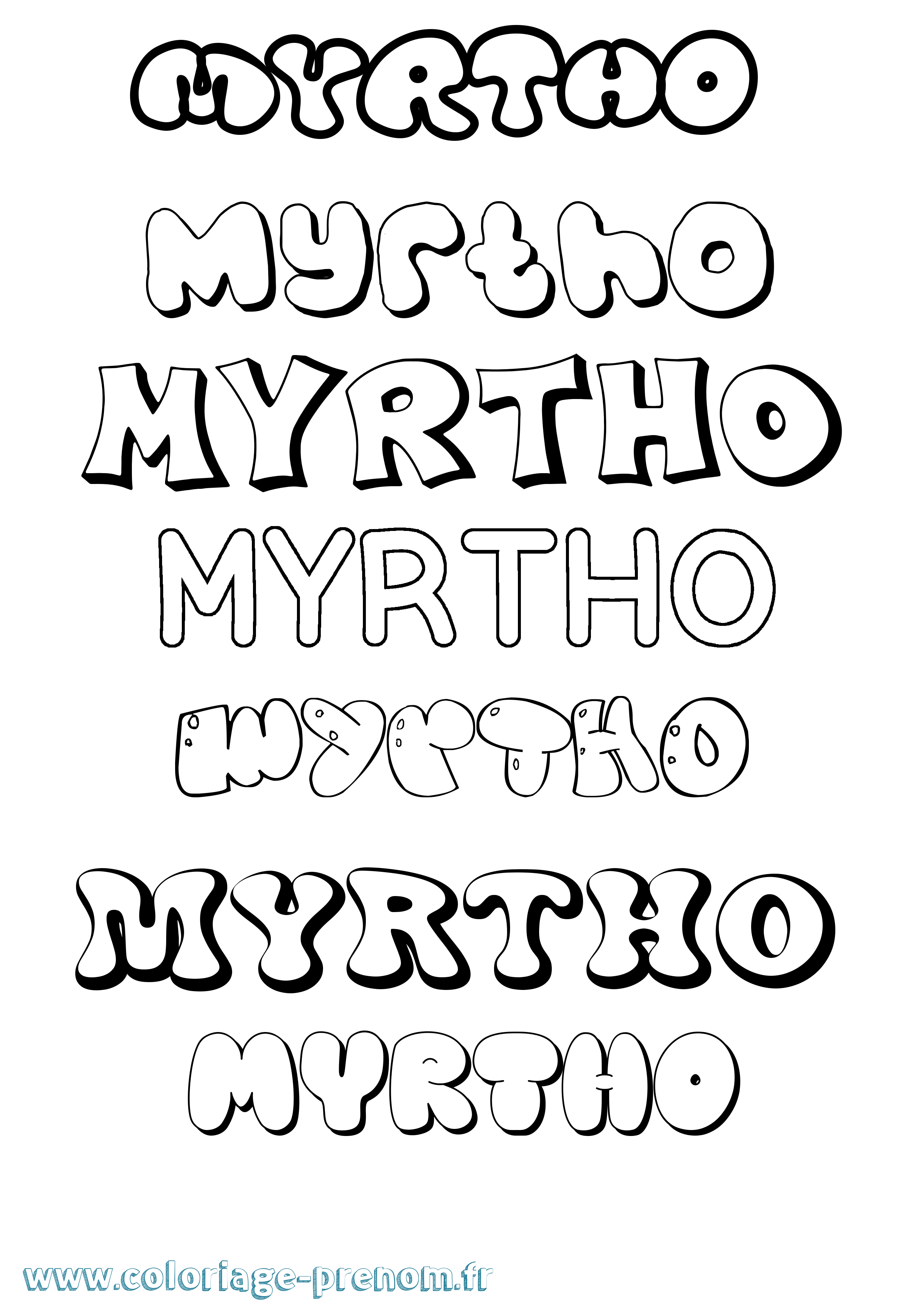 Coloriage Myrtho Bubble Coloriage prénom Myrtho Bubble