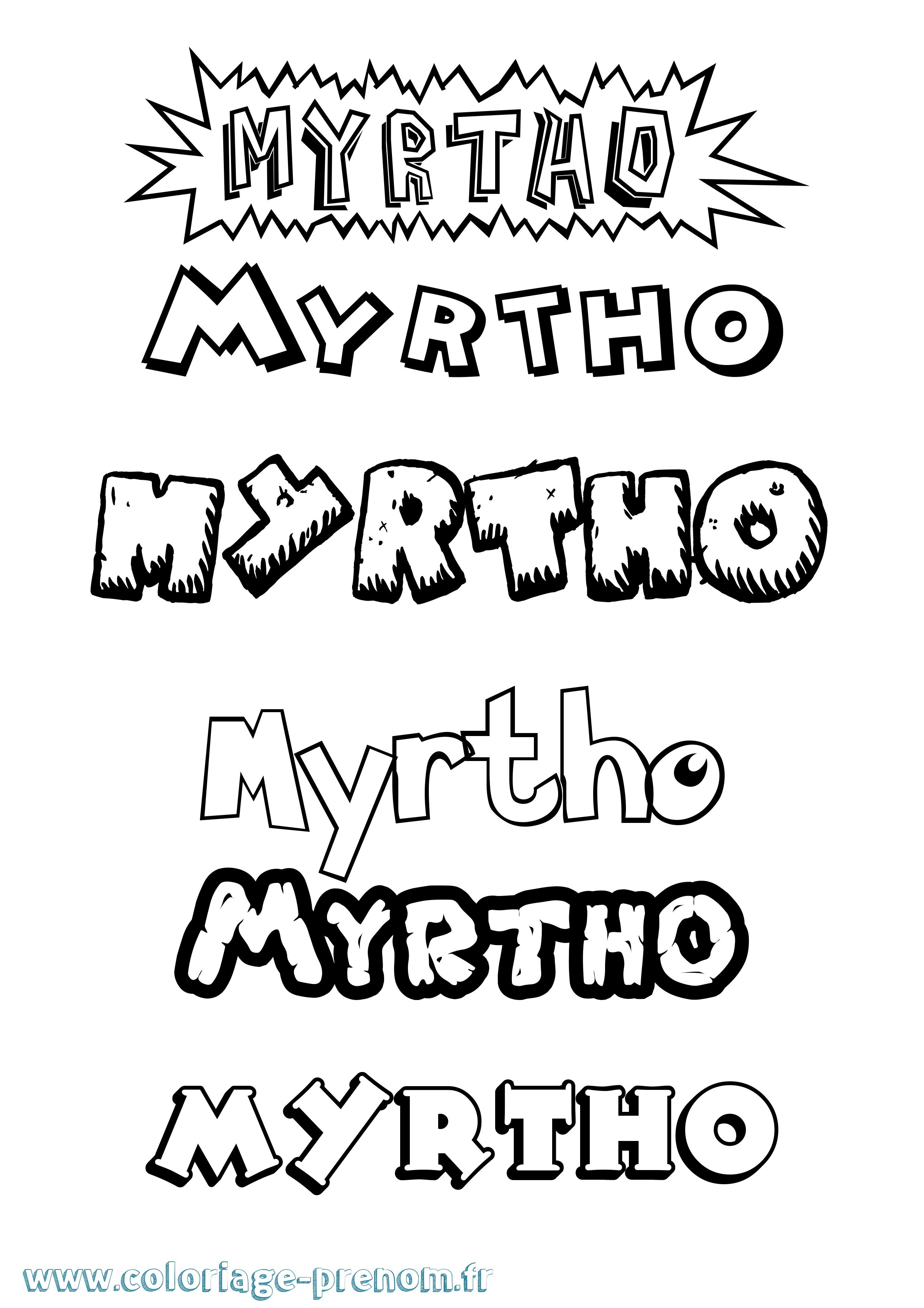 Coloriage Myrtho Dessin Animé Coloriage prénom Myrtho Dessin Animé