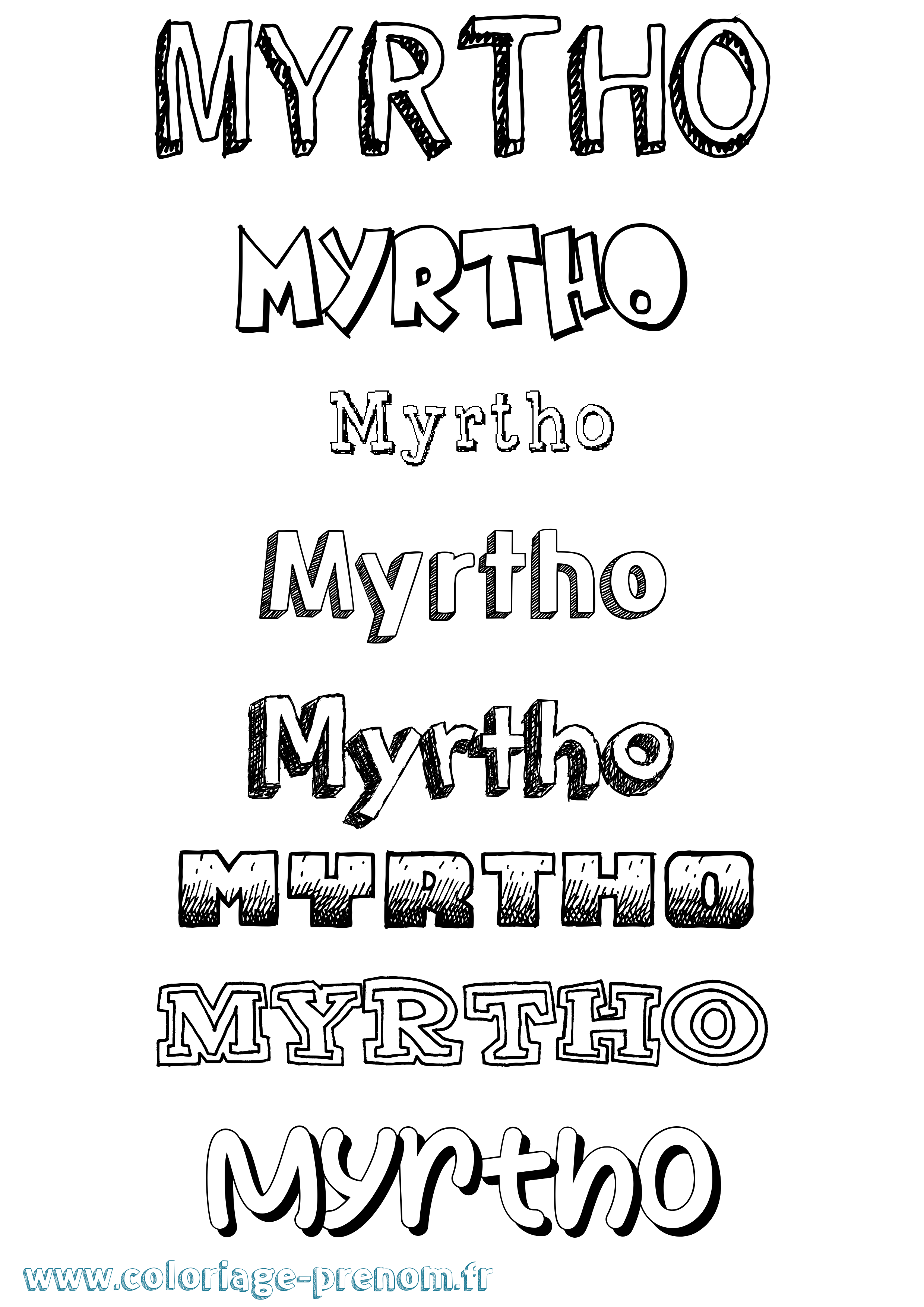 Coloriage Myrtho Dessiné Coloriage prénom Myrtho Dessiné