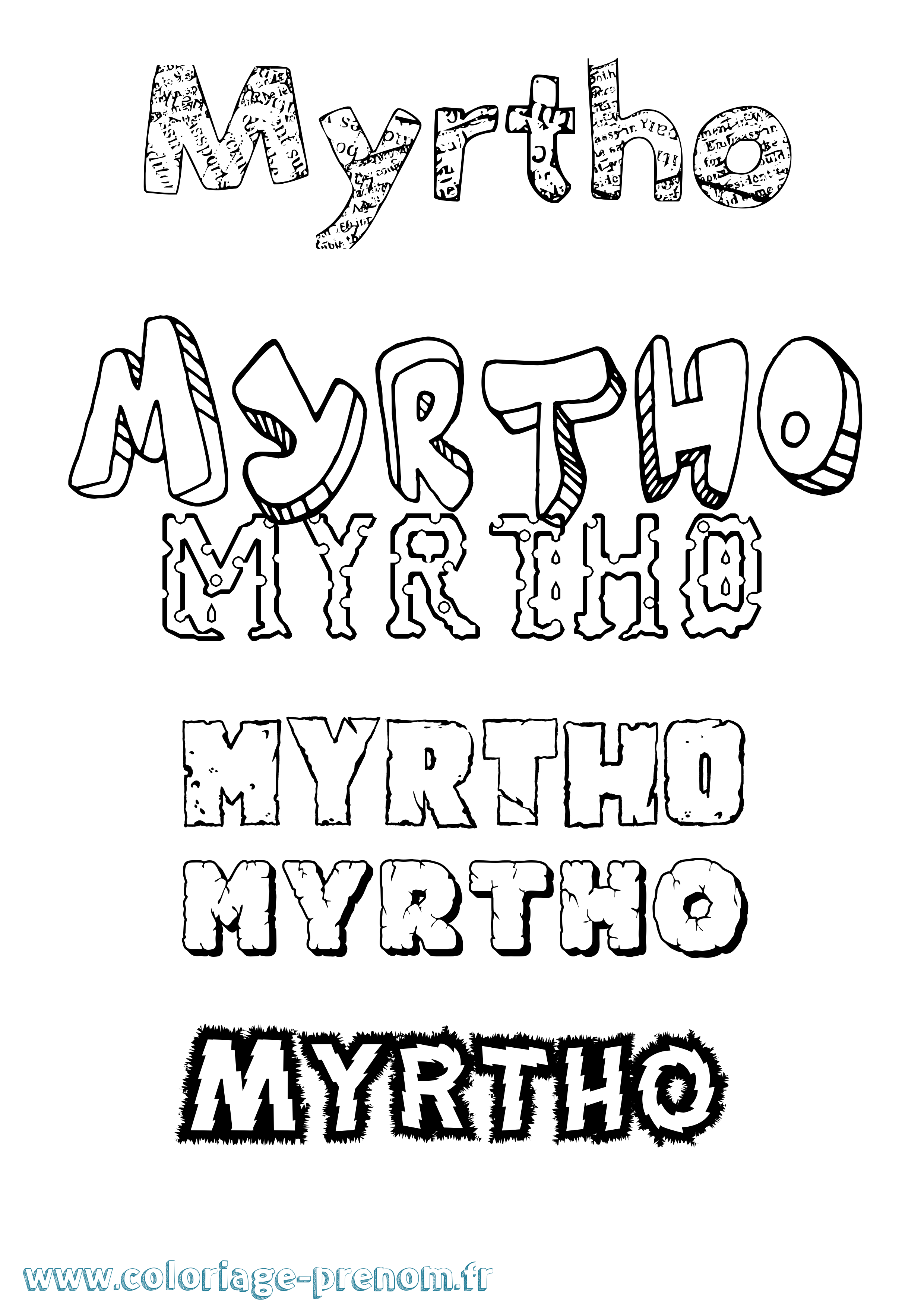 Coloriage Myrtho Destructuré Coloriage prénom Myrtho Destructuré