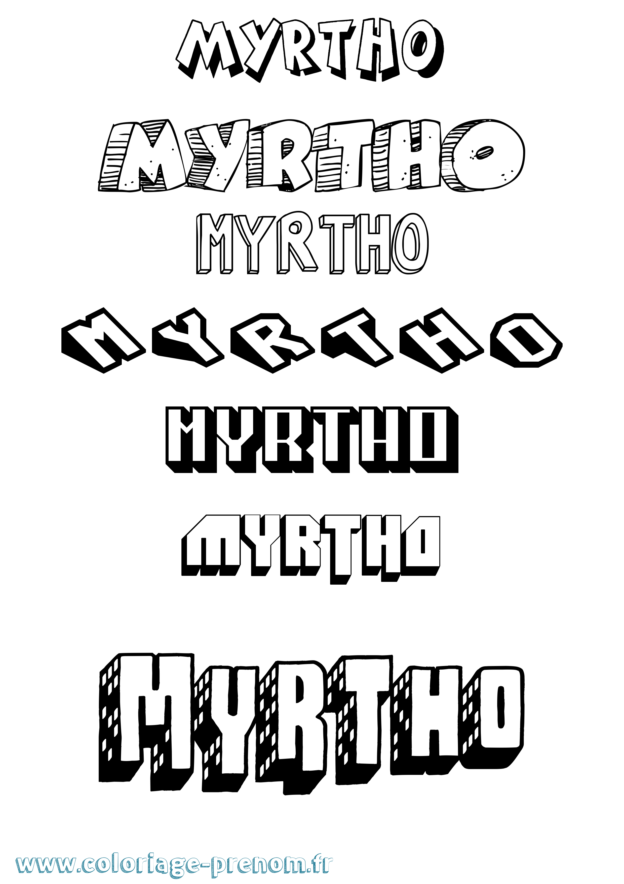 Coloriage Myrtho Effet 3D Coloriage prénom Myrtho Effet 3D