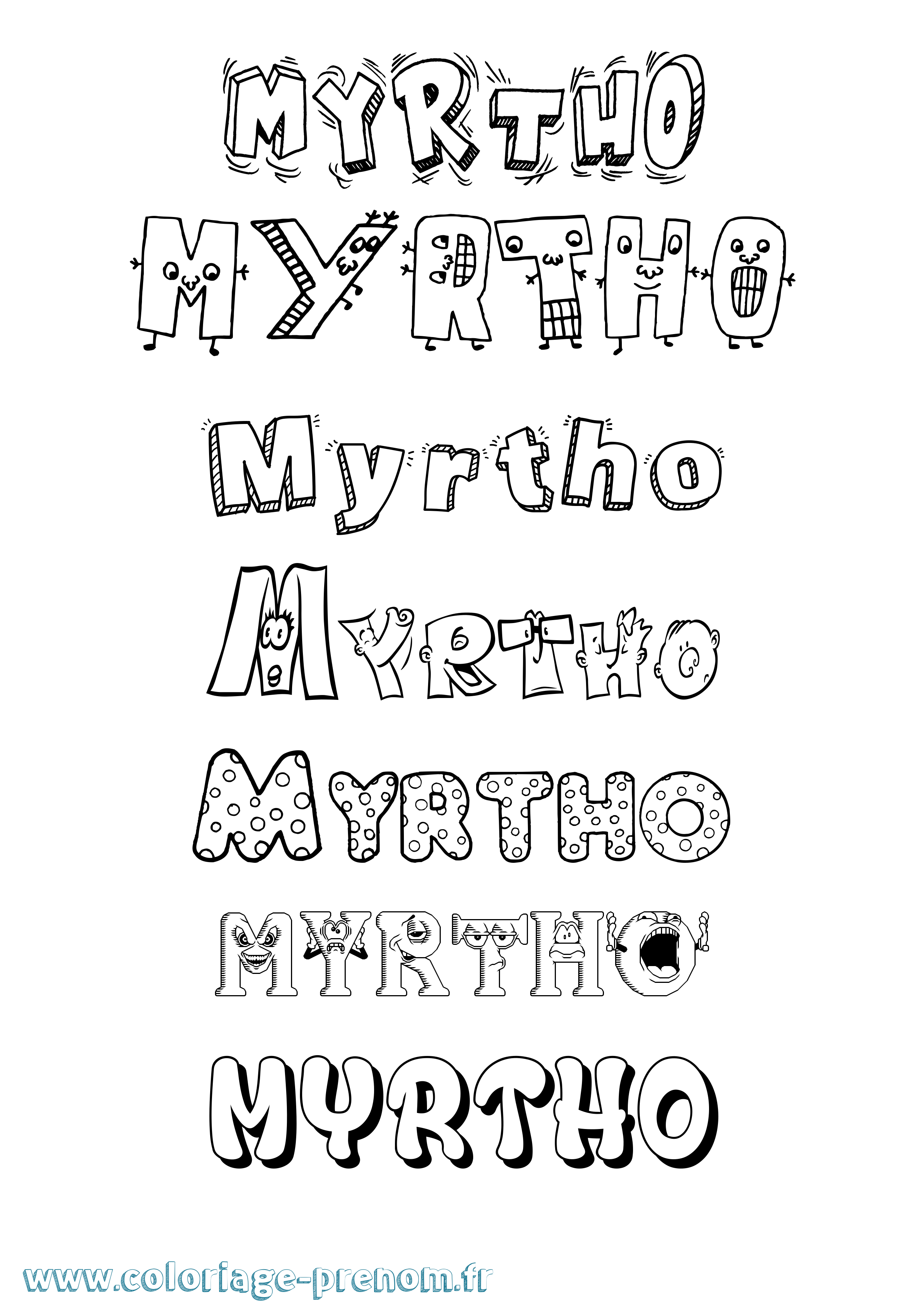 Coloriage Myrtho Fun Coloriage prénom Myrtho Fun