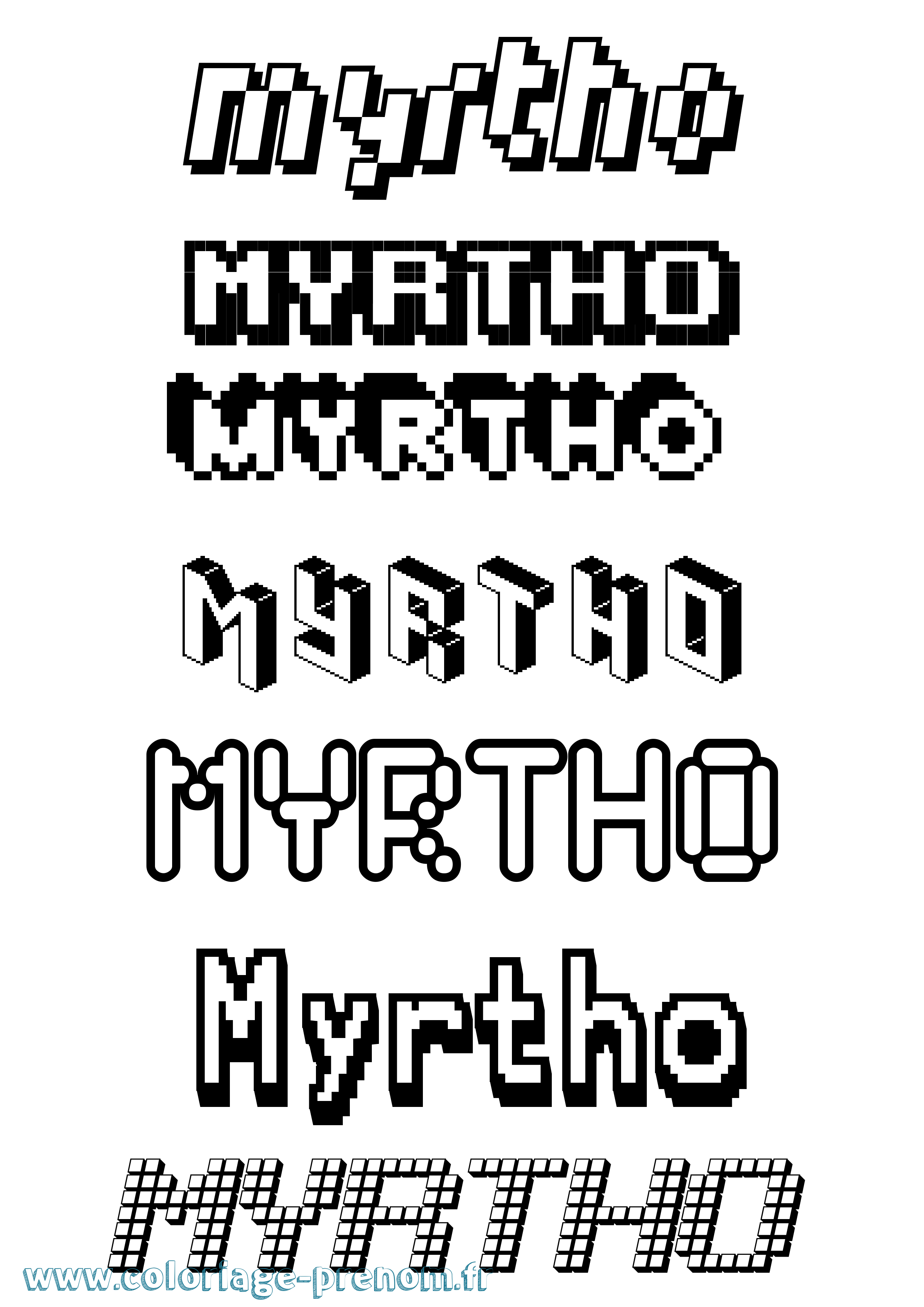 Coloriage Myrtho Pixel Coloriage prénom Myrtho Pixel
